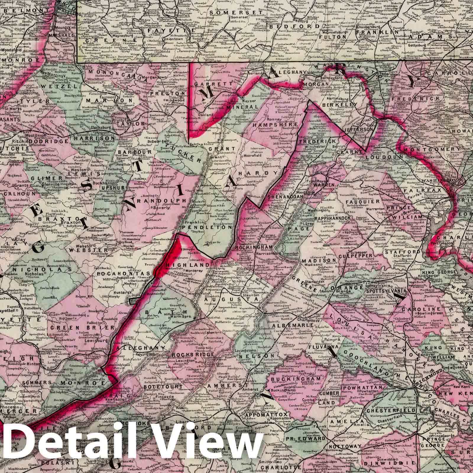 Virginia, West Virginia, Maryland & Delaware - Railroad Map, 1881