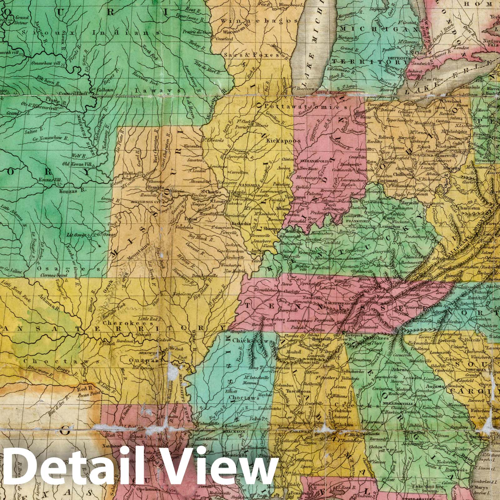 United States - River Map, 1830 - Historical Map Print