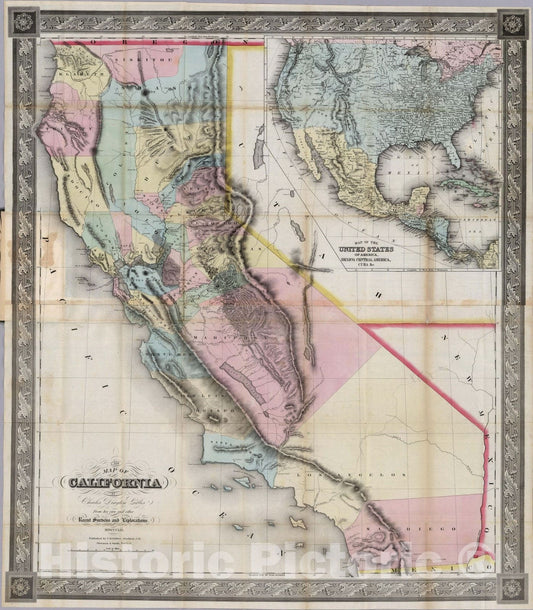 Historic Map : New Map of California, 1852 - Vintage Wall Art