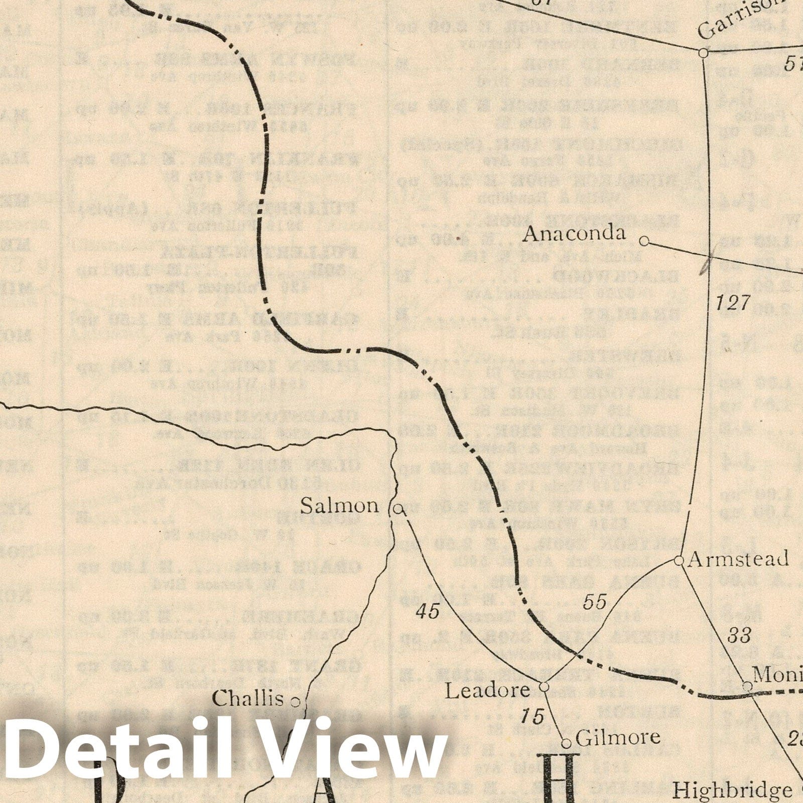 Idaho - Railroad Map, 1934 - Historical Railway Distance Map Print