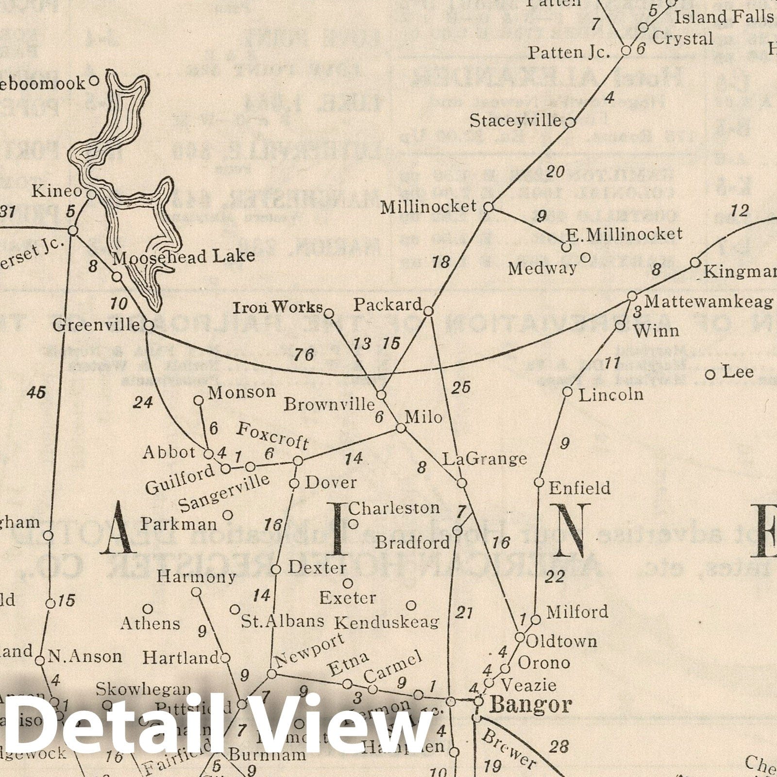 Maine - Railroad Map, 1934 - Historical Map Print