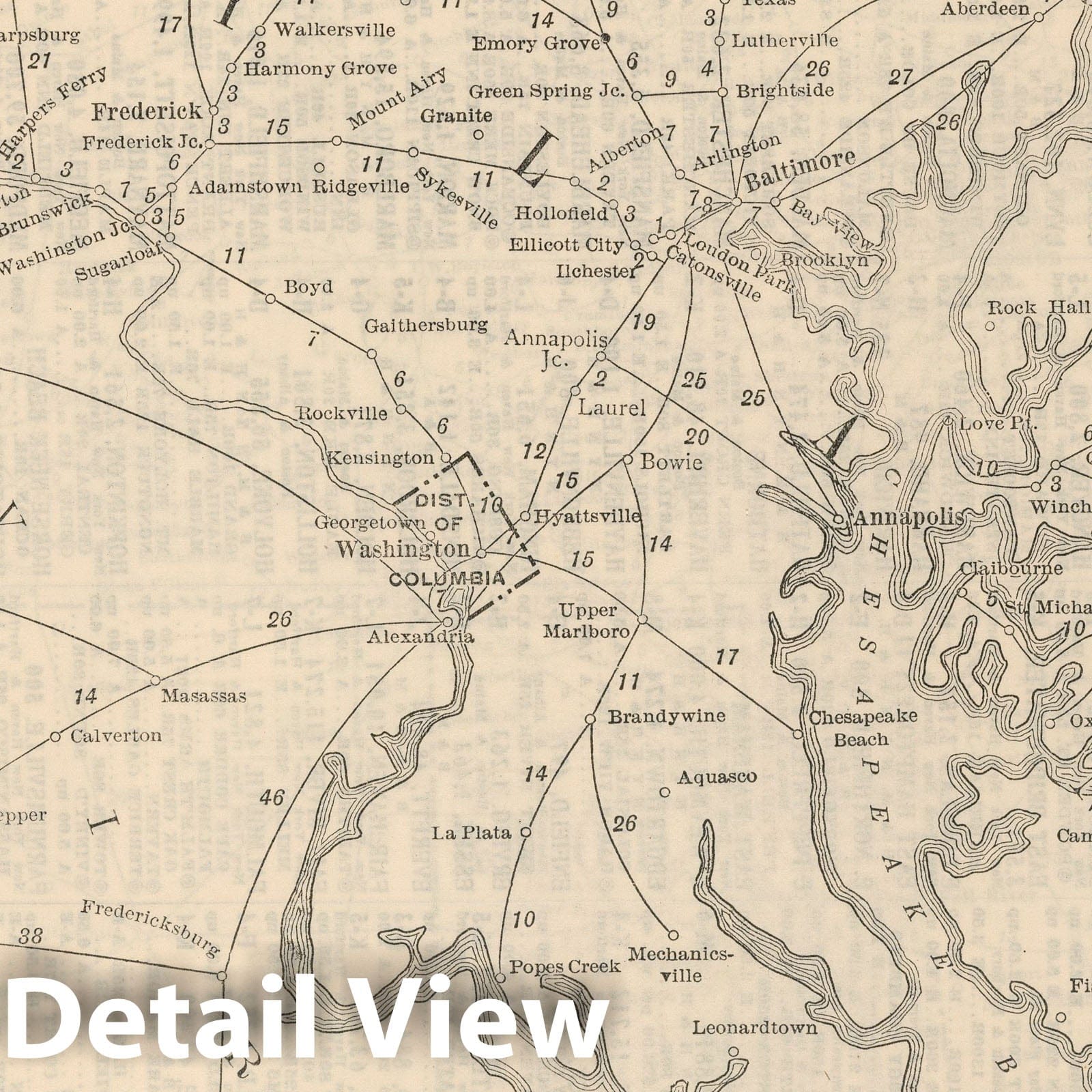 Maryland, Delaware, District of Columbia - Railroad Map, 1934