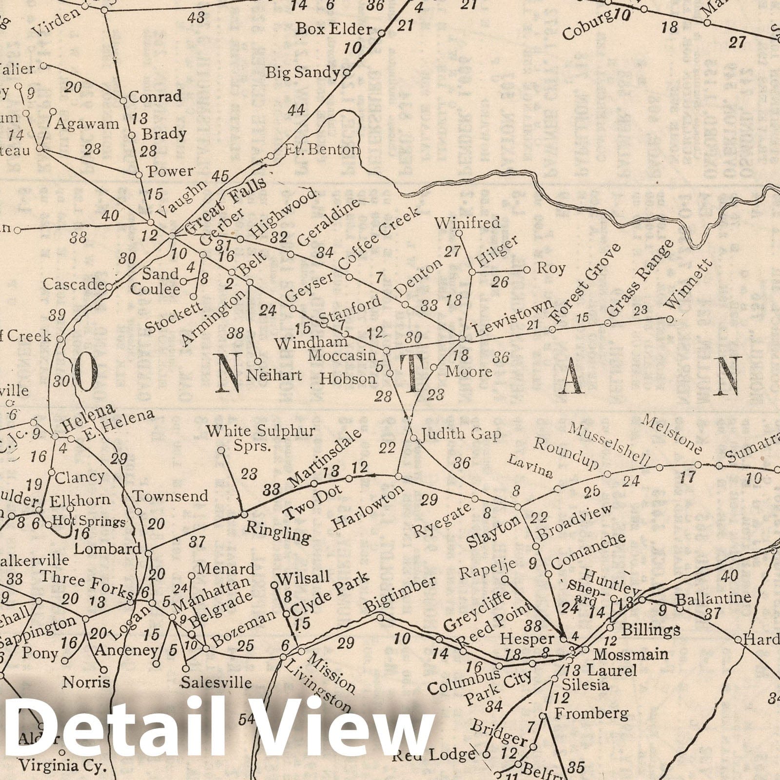Montana - Railroad Map, 1934 - Historical Map Print