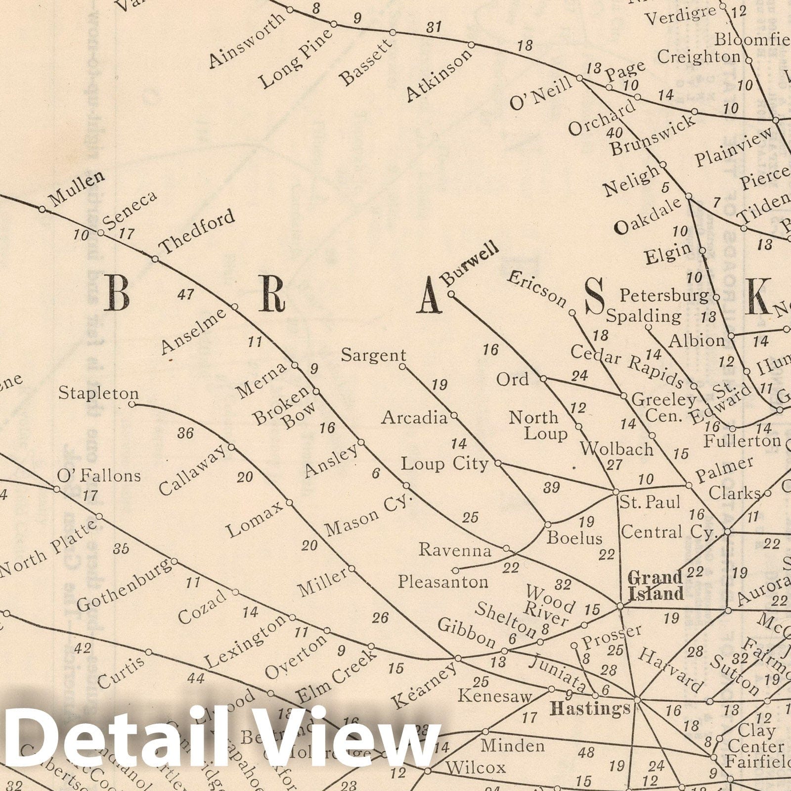 Nebraska - Railroad Map, 1934 - Historical Map Print