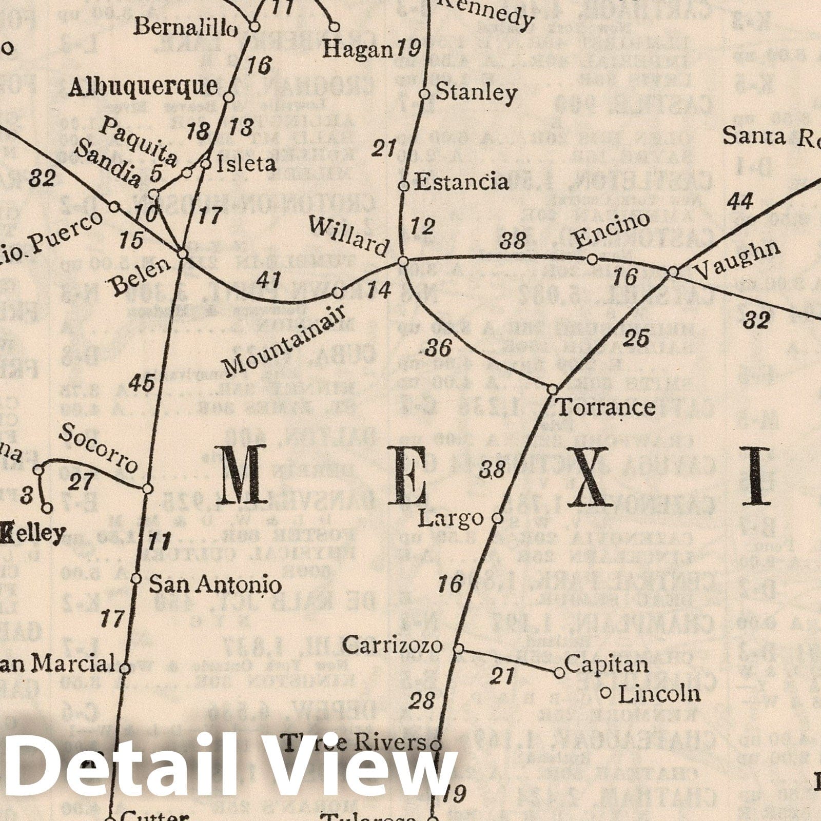New Mexico - Railroad Map, 1934 - Historical Map Print