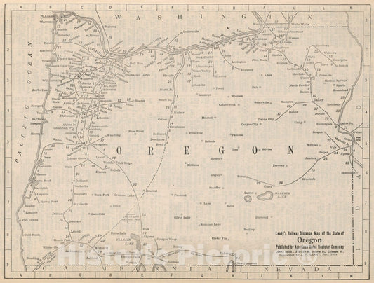 Historic Map : Railway Distance Map of the State of Oregon, 1934 - Vintage Wall Art