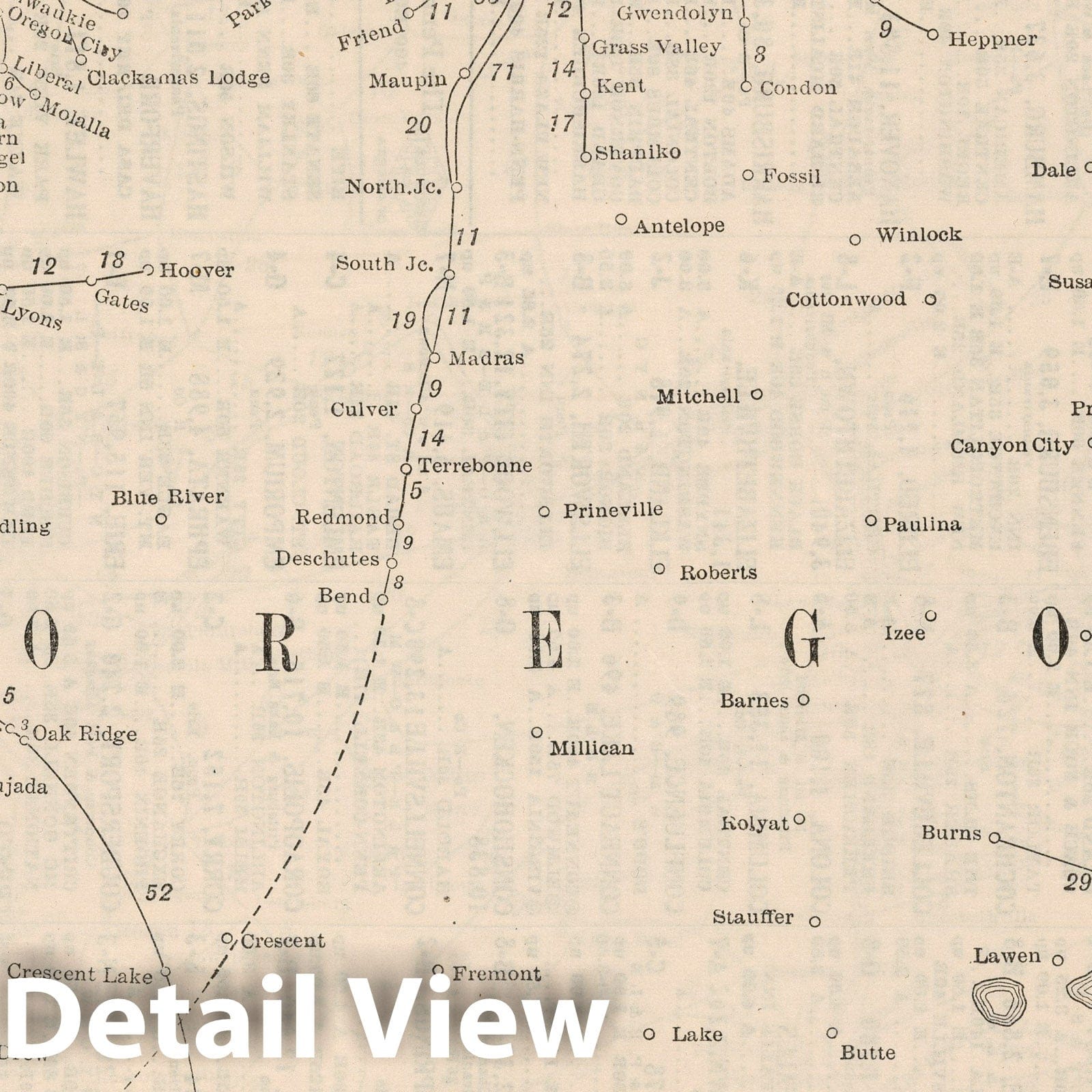 Oregon - Railroad Map, 1934 - Historical Map Print
