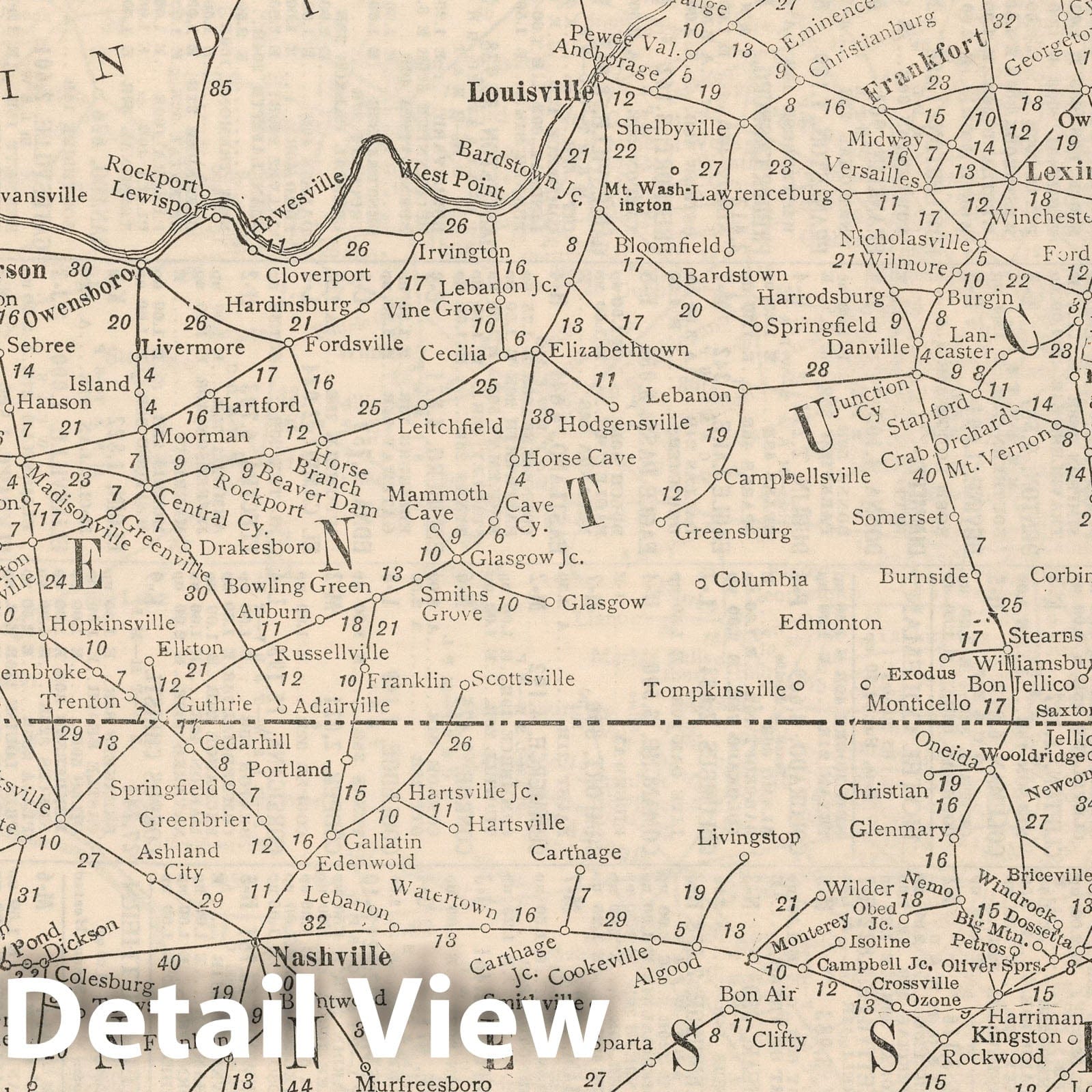 Tennessee - Railroad Map, 1934 - Historical Map Print