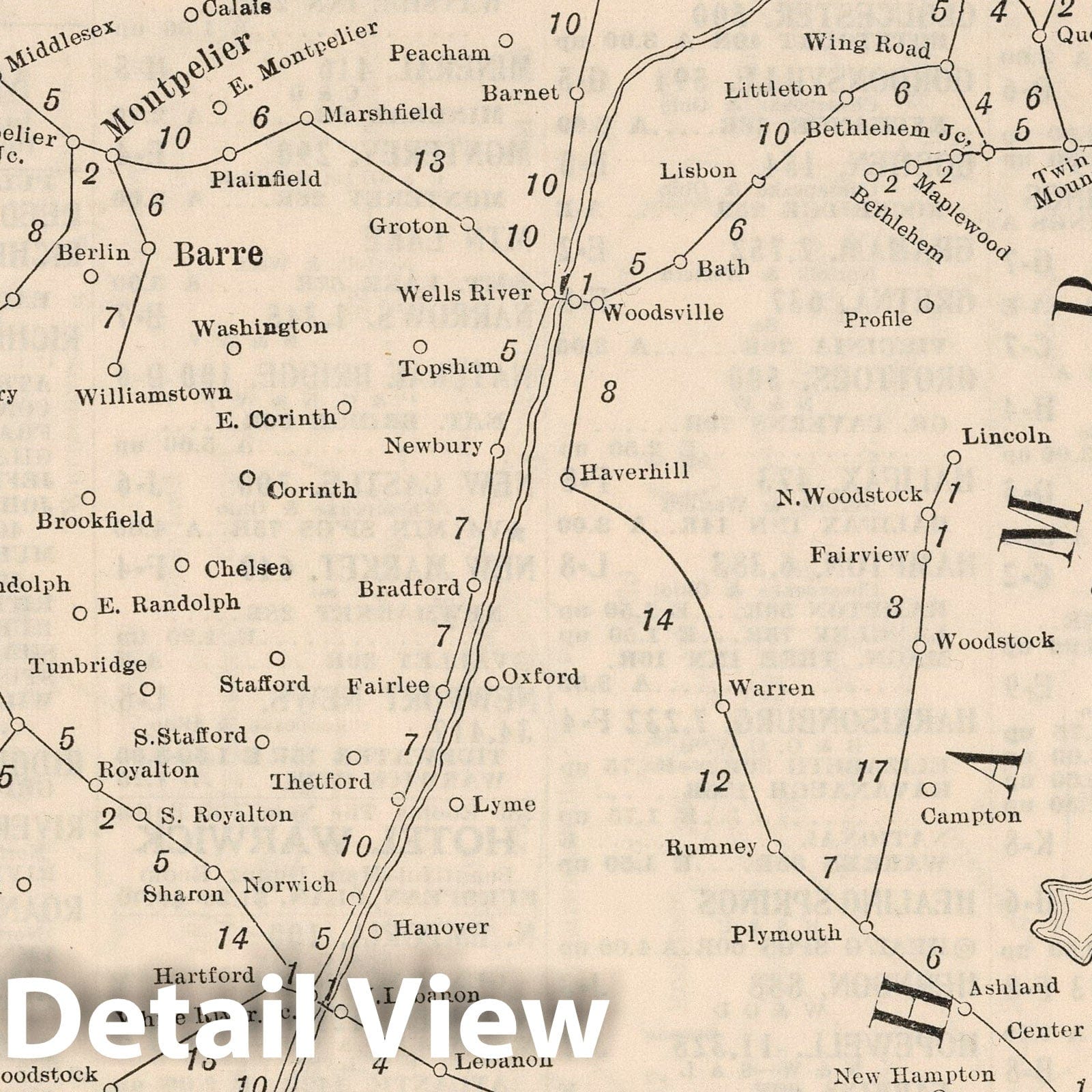 Vermont - Railroad Map, 1934 - Historical Map Print