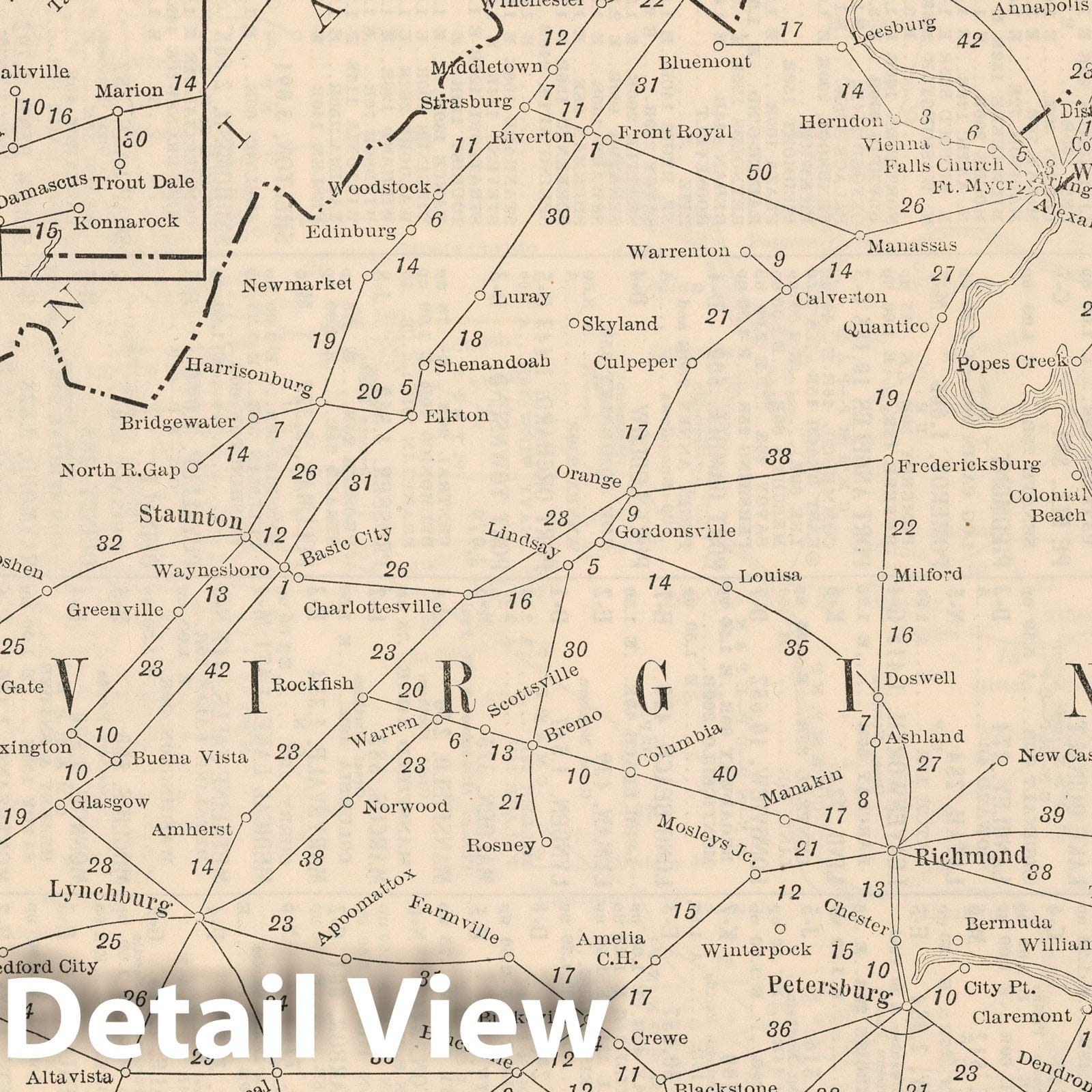Virginia - Railroad Map, 1934 - Historical Railway Print