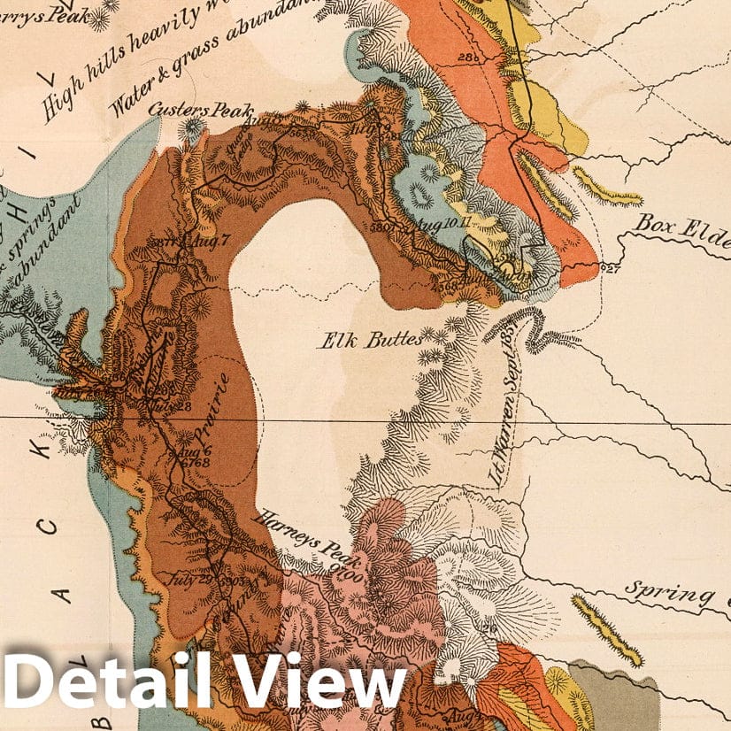 Black Hills - Geologic Map, 1874 - Historical Map Print