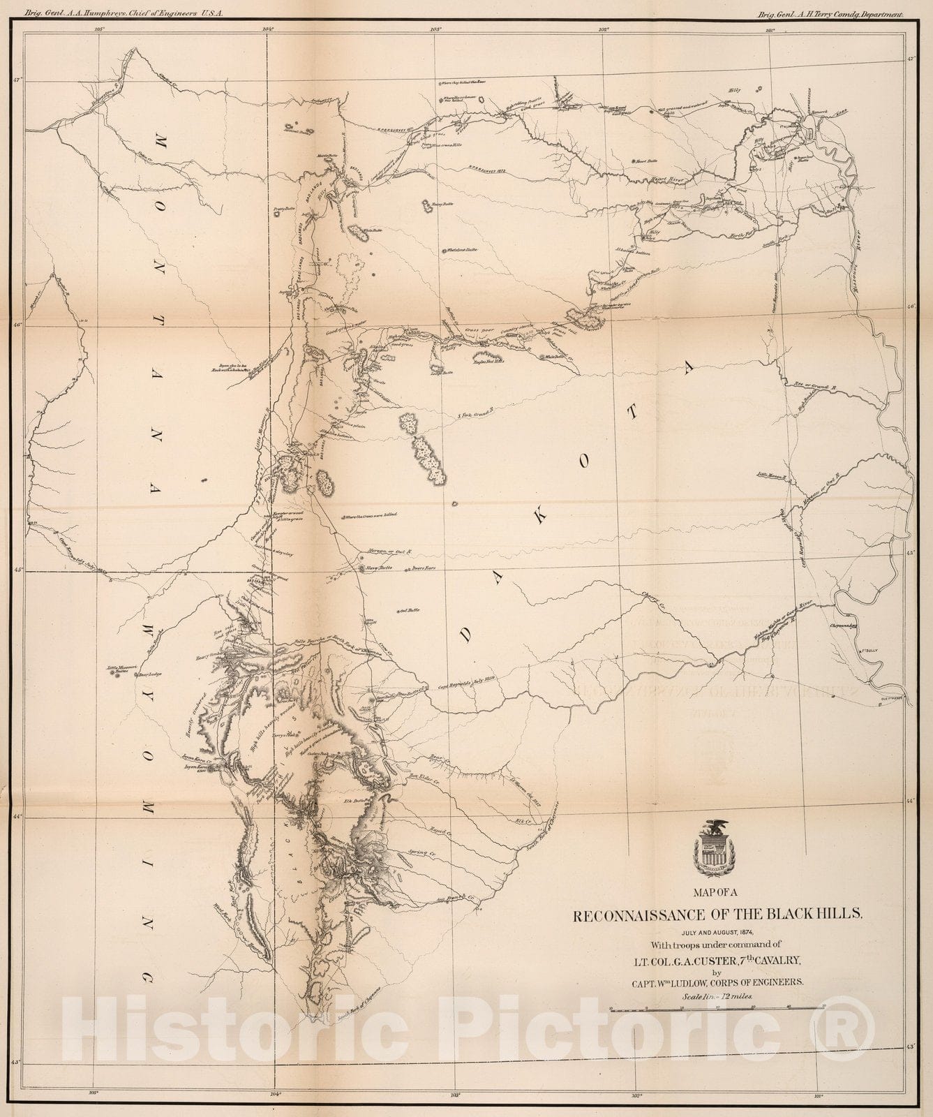 Black Hills, South Dakota and Wyoming - Geologic Map, 1874