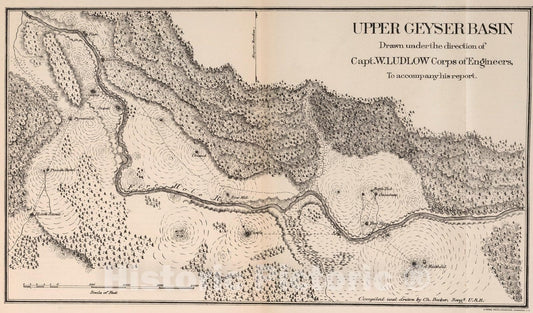 Historic Map : Exploration Book, Upper Geyser Basin : drawn under the direction of Capt. W. Ludlow Corps of Engineers 1876 - Vintage Wall Art