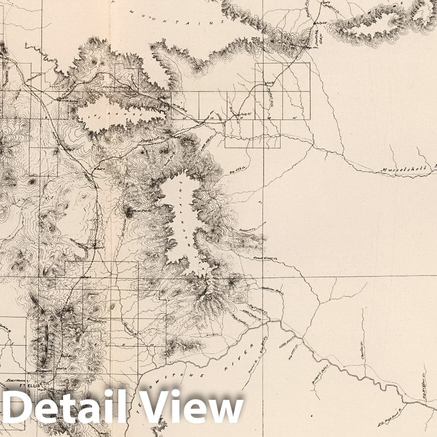 Yellowstone National Park, Montana - Geologic Map, 1875