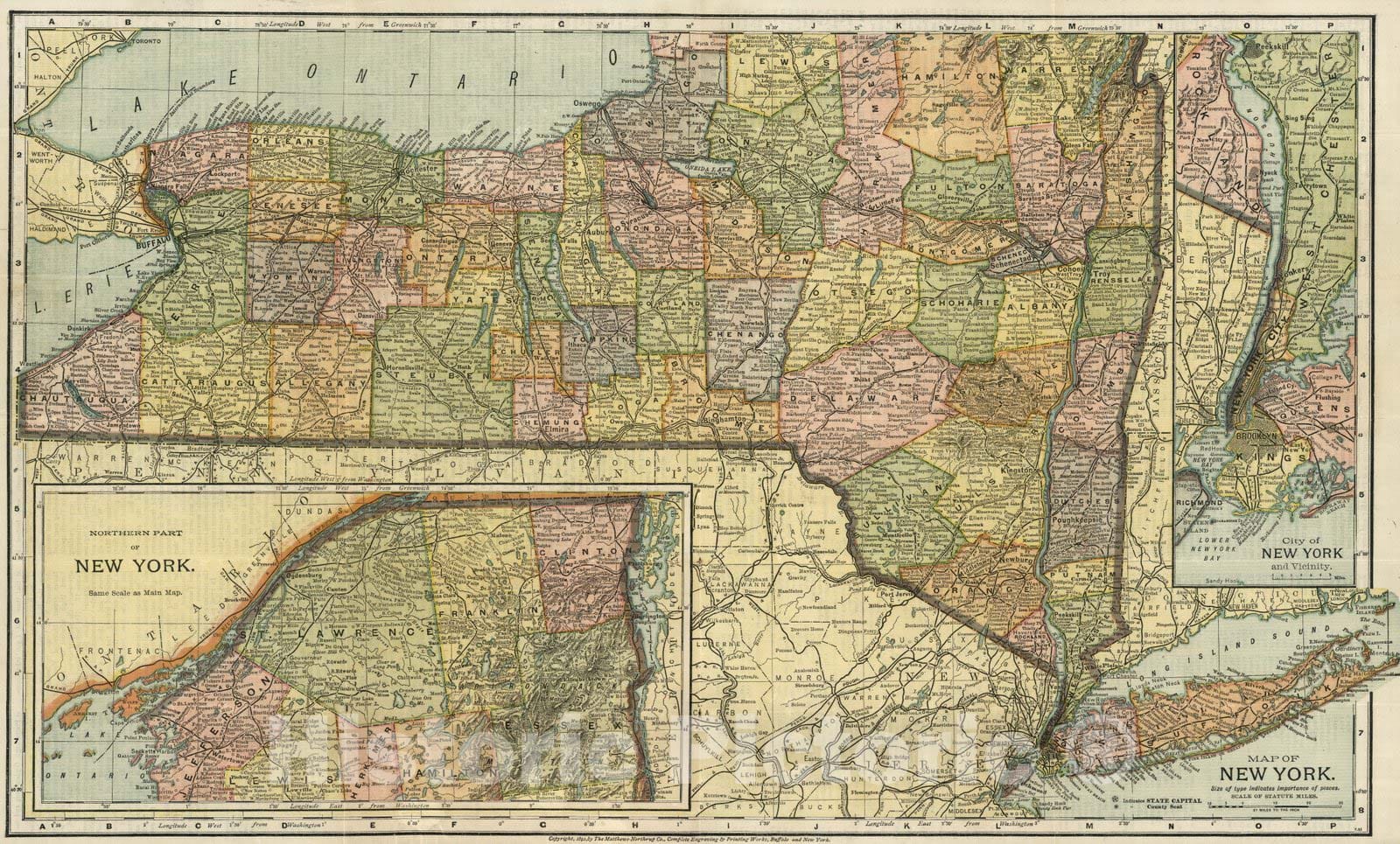 Historic Map : Pocket Map, New York 1892 - Vintage Wall Art