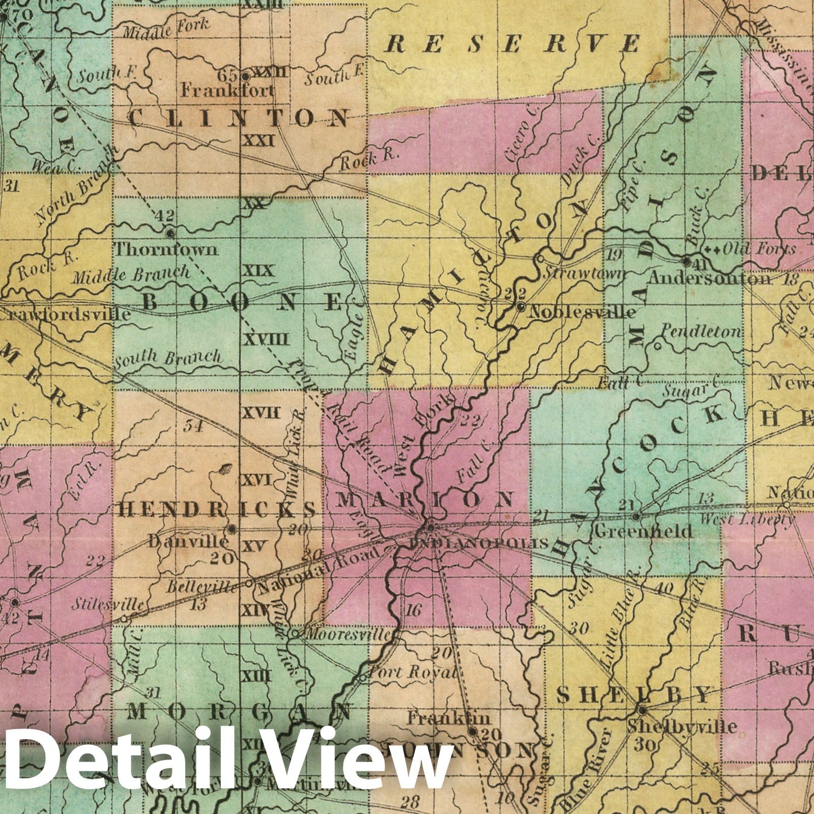 Indiana - Roads, 1834 - Historical Map Print