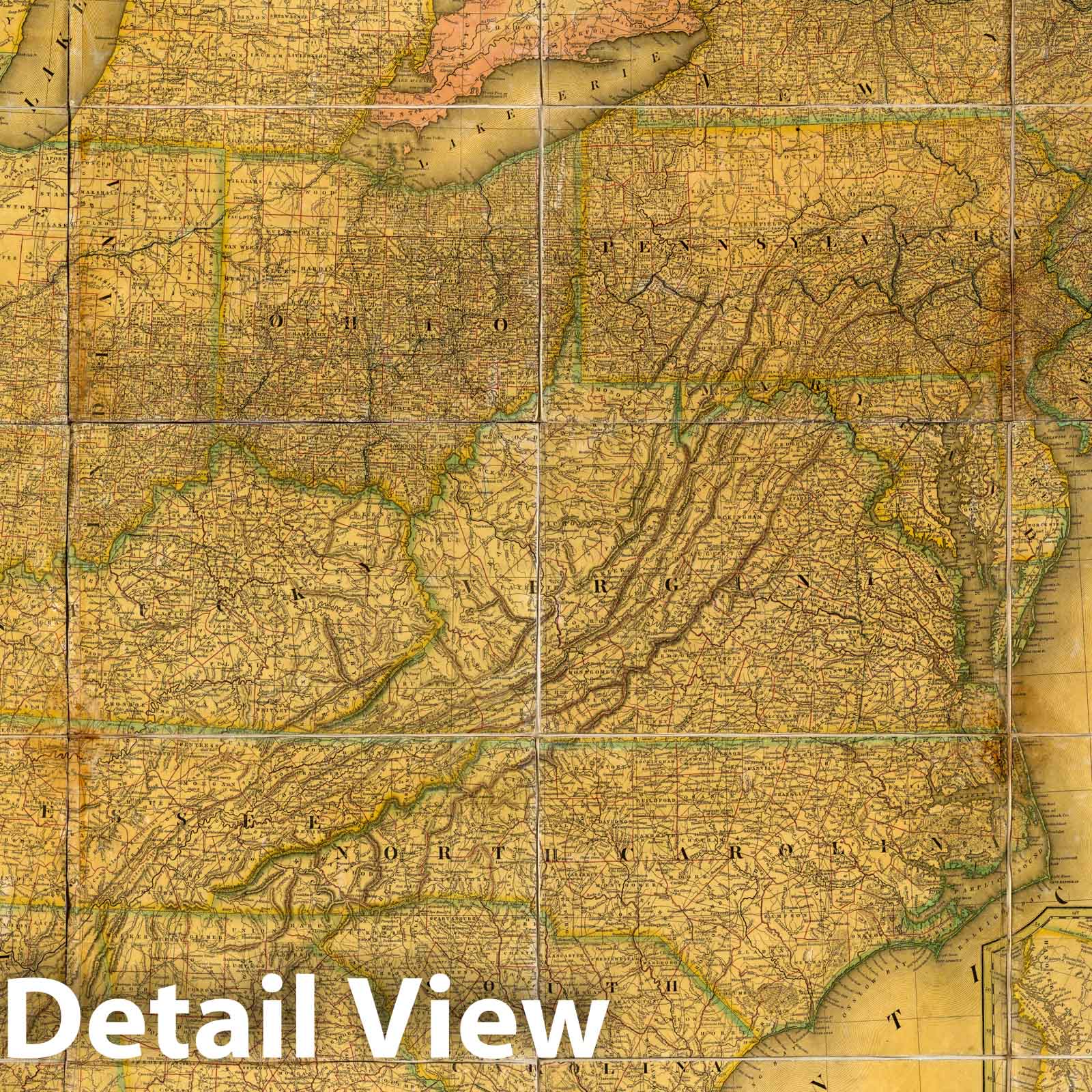 United States Map 1836 - Mitchell's Reference & Distance Map Historical Print
