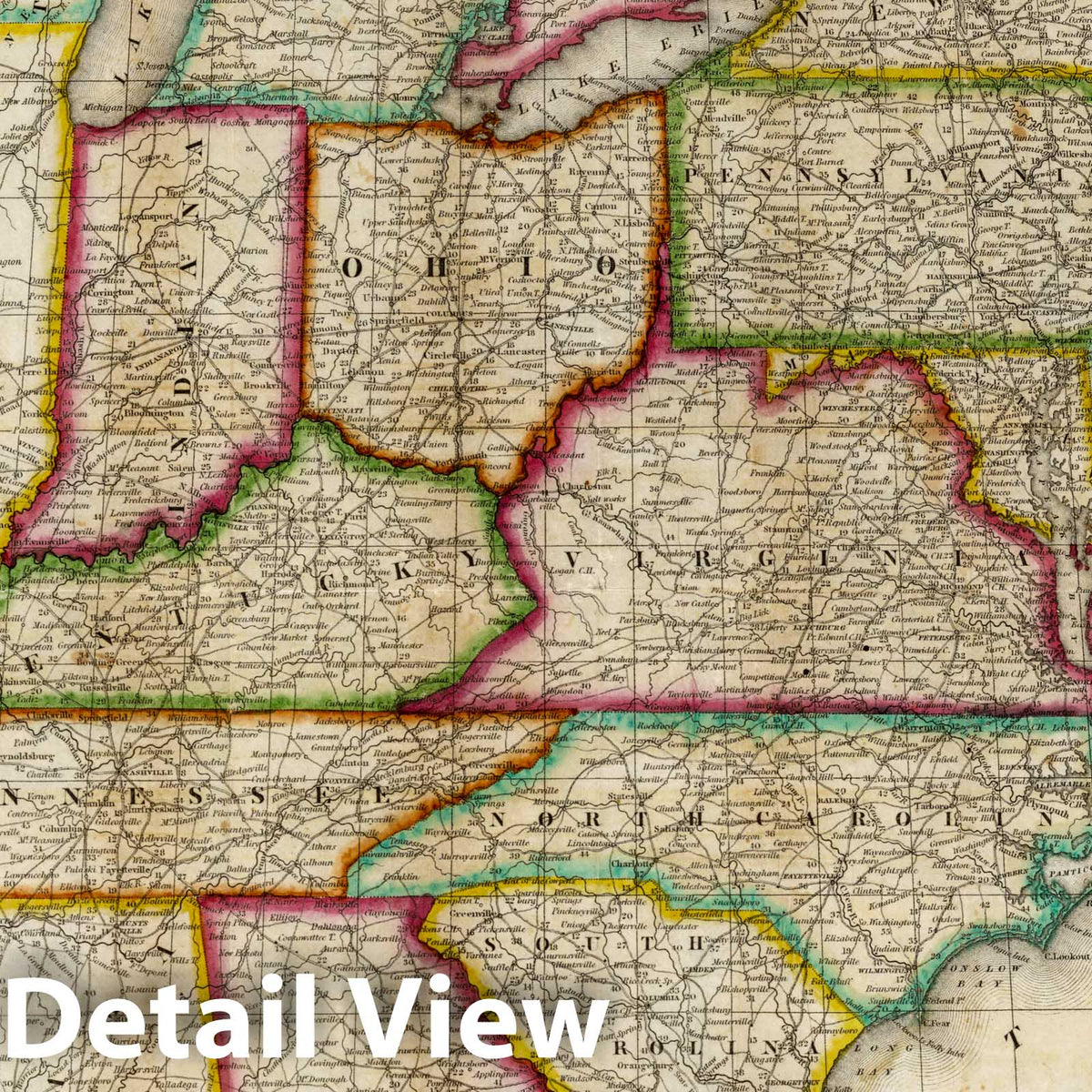 United States Roads, 1837 - Historical Map Print with Canal & Steamboat Routes
