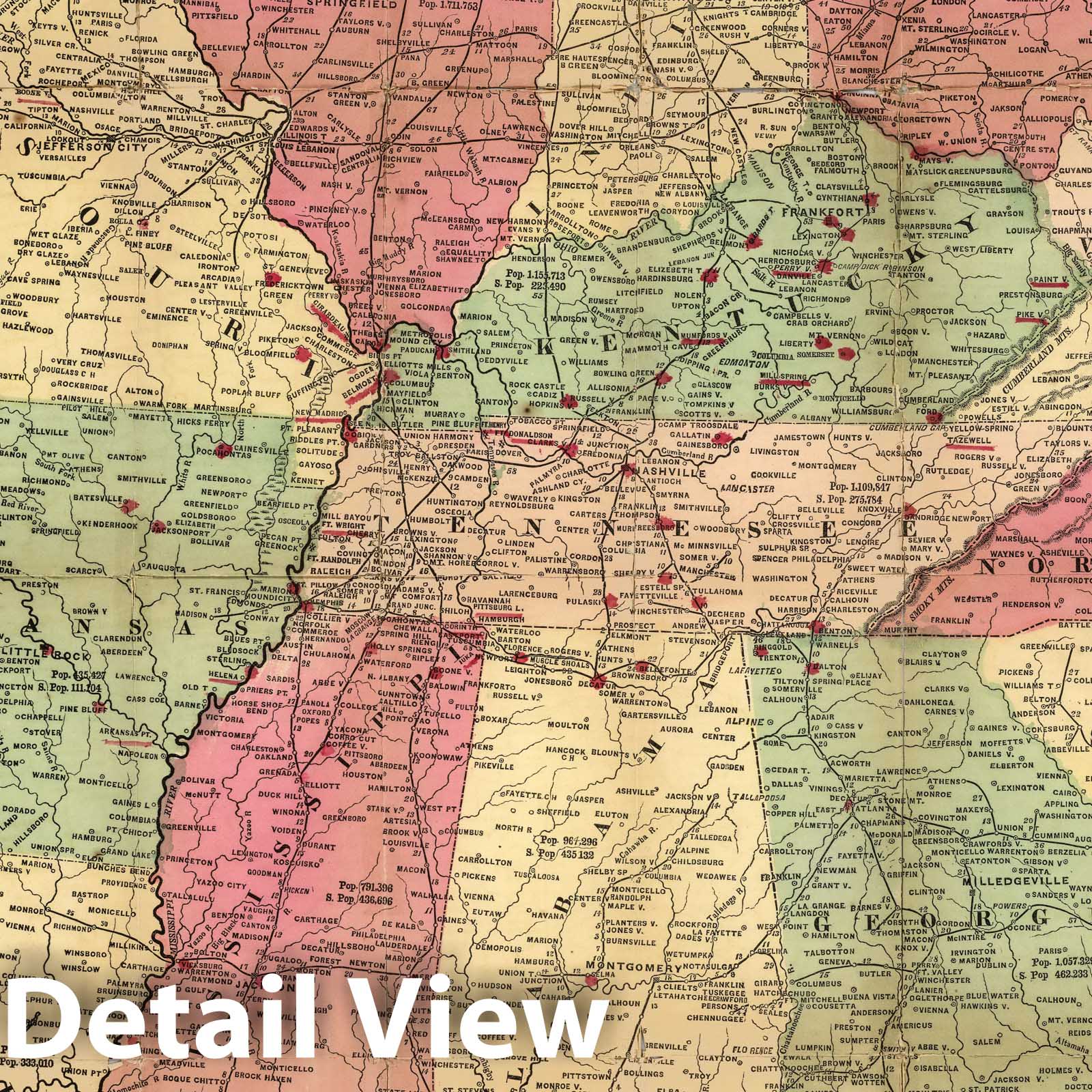 Civil War: Border and Southern States - Military Map, 1864