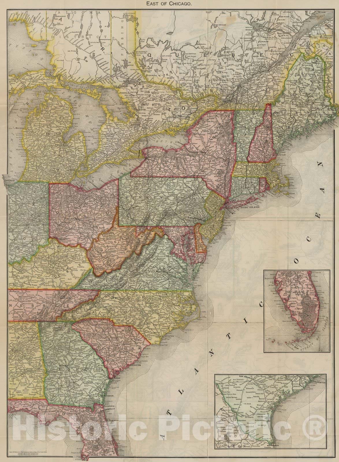 Historic Map : Pocket Map, East of Chicago 1898 - Vintage Wall Art
