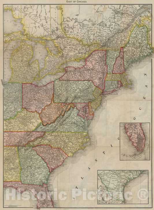 Historic Map : Pocket Map, East of Chicago 1898 - Vintage Wall Art
