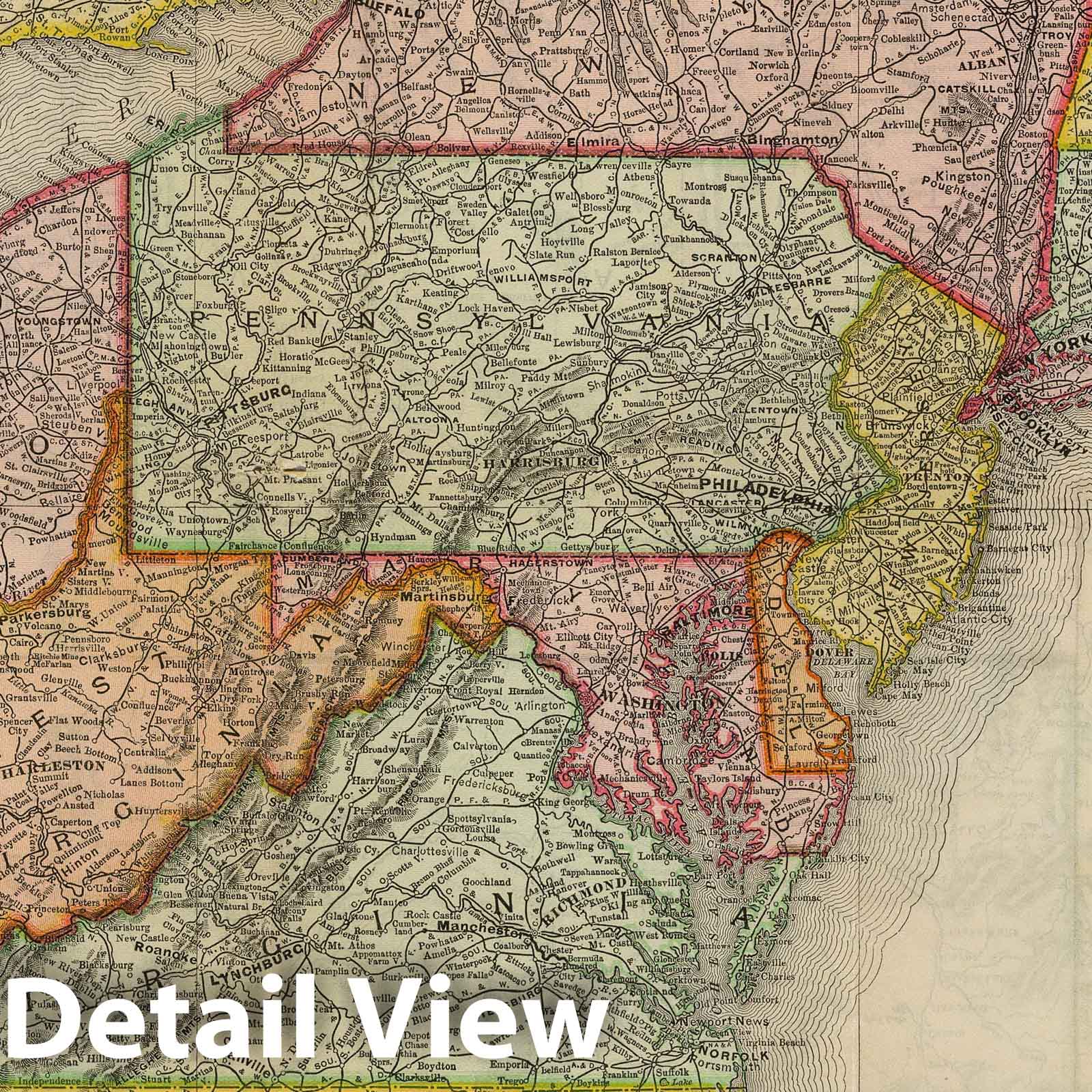 East of Chicago - Railroad Map, 1898 - Rand McNally
