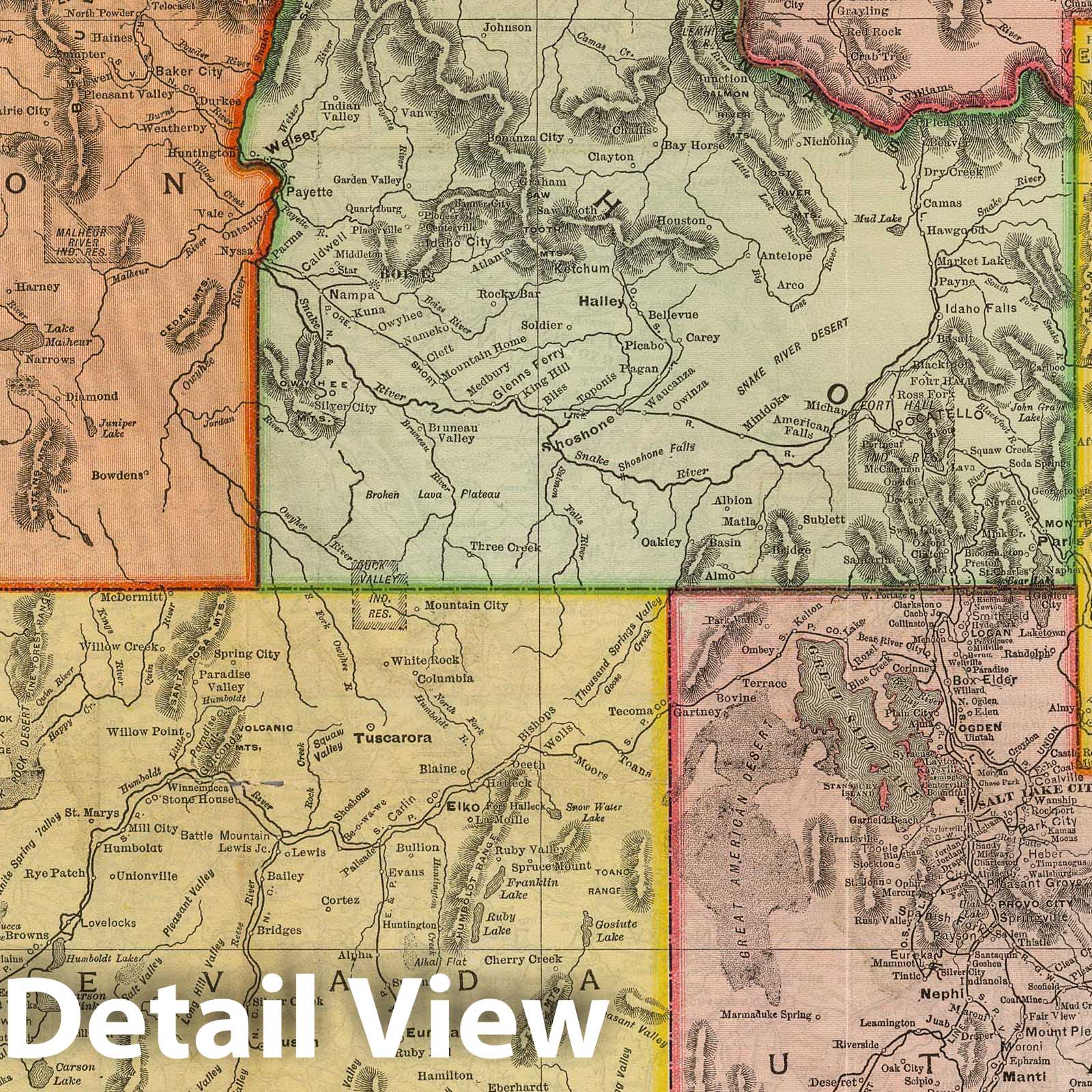 Denver to Pacific Coast - Railroad Map, 1898