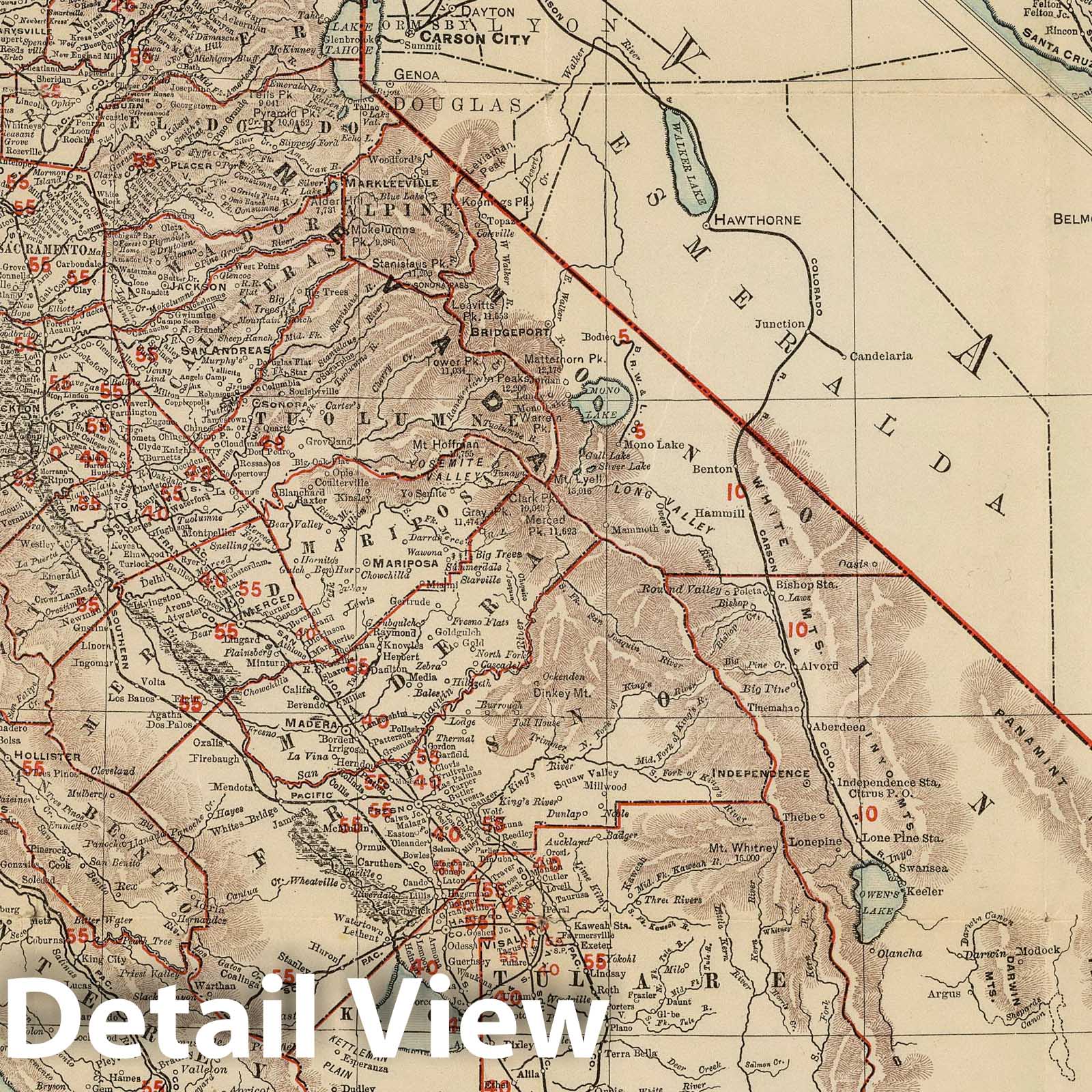 California - Railroad Map, 1899 - Rand McNally Historical Reproduction