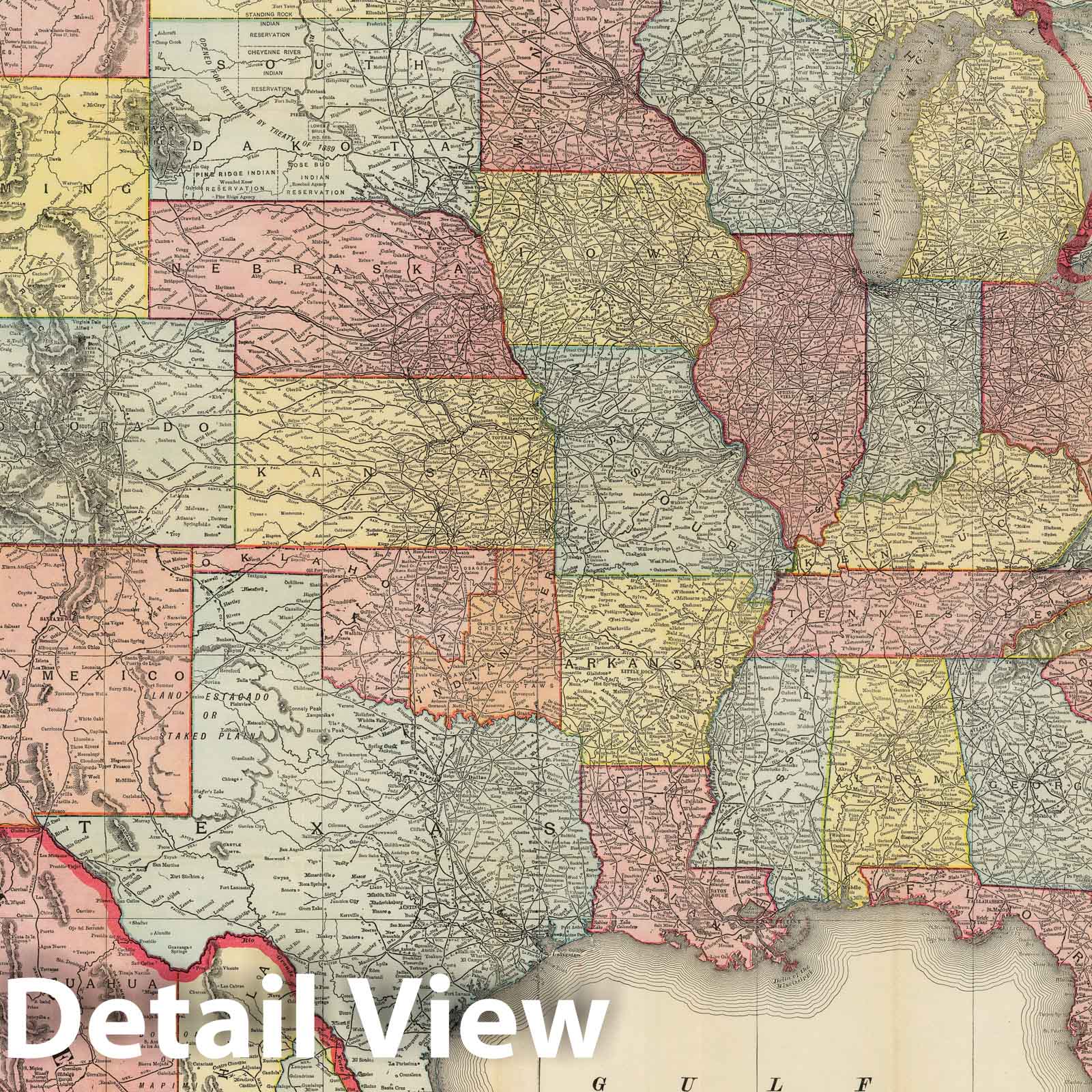 United States and Canada - Railroad Map, 1898