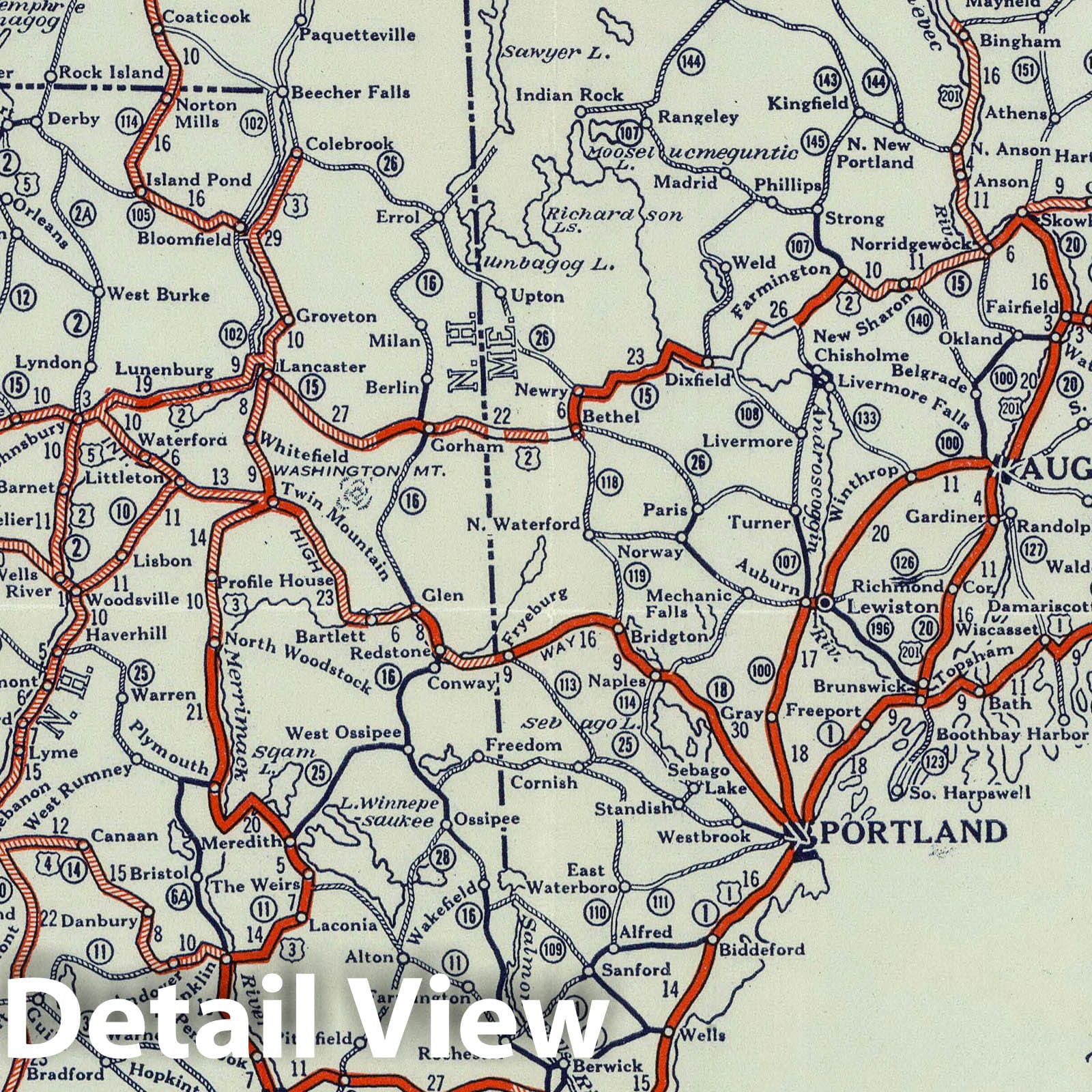 New England Road Map 1925 - Rand McNally Junior Historical Map Print