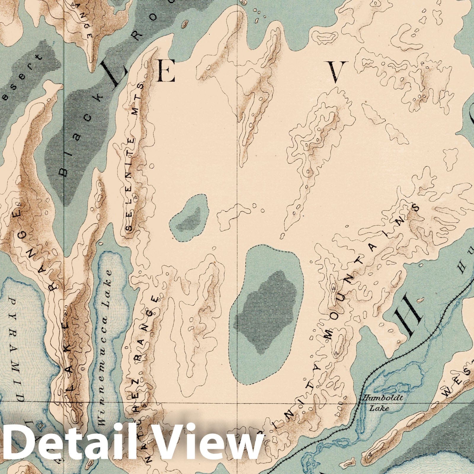 Lake Lahontan - Plate No. XLVI, 1885 - Historical Geological Map Print