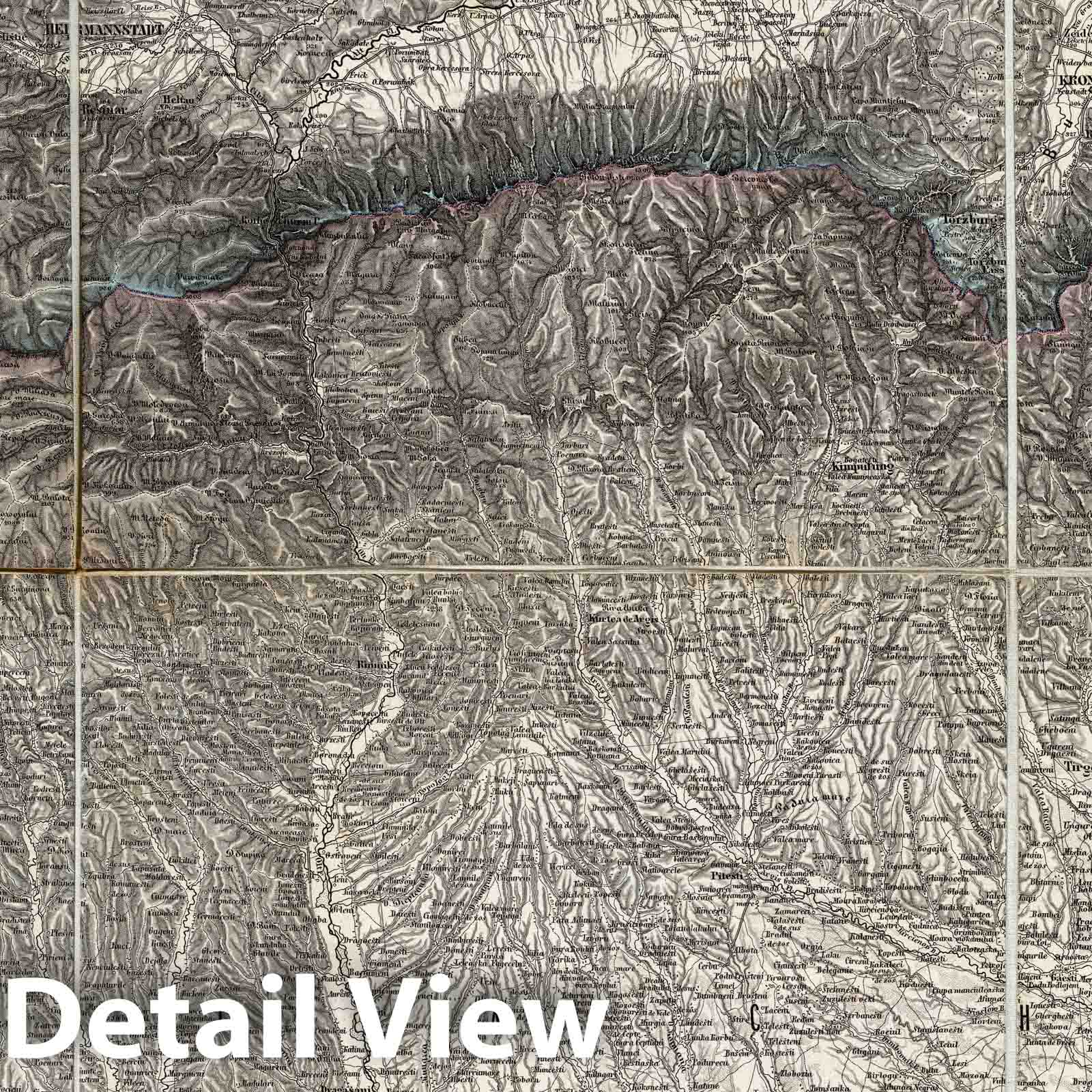 Romania - Plate No. XV, 1856 Historical Topographic Map