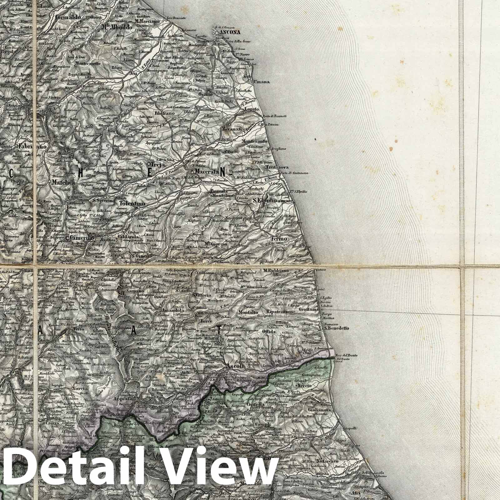 Italy - Plate No. XVII, 1856 - Historical Topographic Map Print