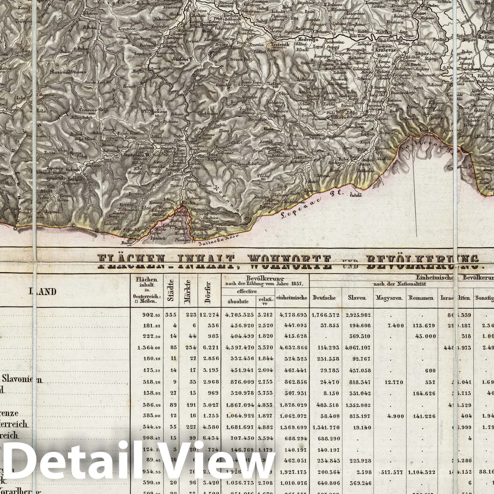 Montenegro and Serbia - Plate No. XIX, 1856 Topographic Map Print