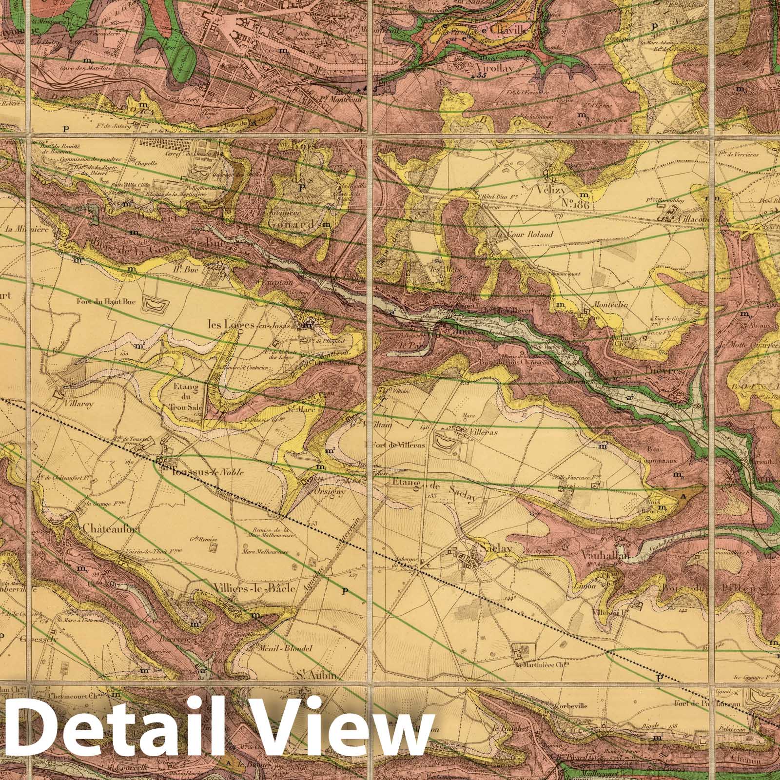 Paris and Environs, France - Geologic Map, 1890
