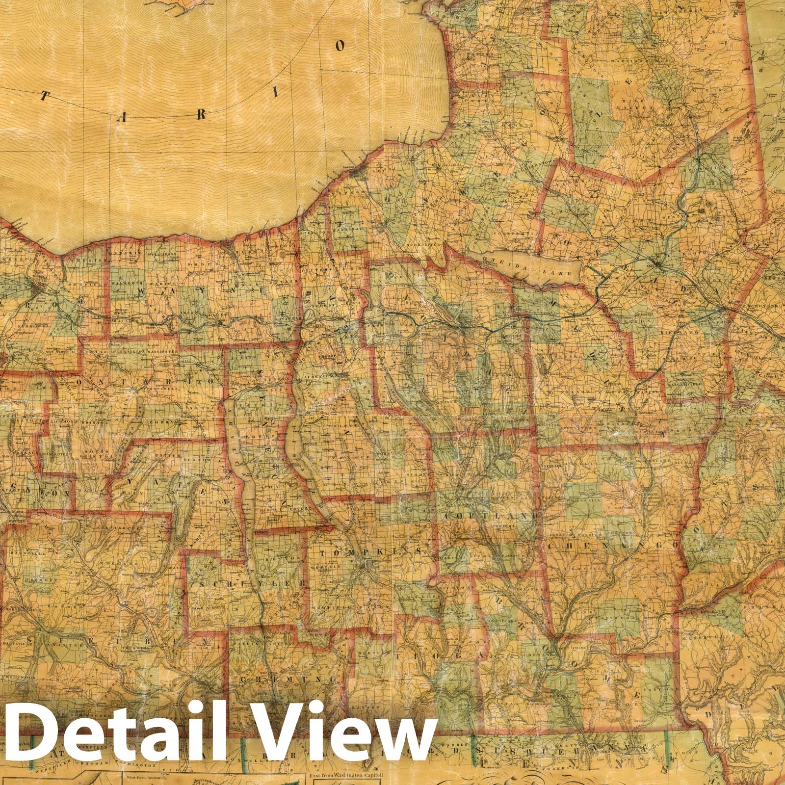 Historic Map : Wall Map, State of New York. 1860 - Vintage Wall Art