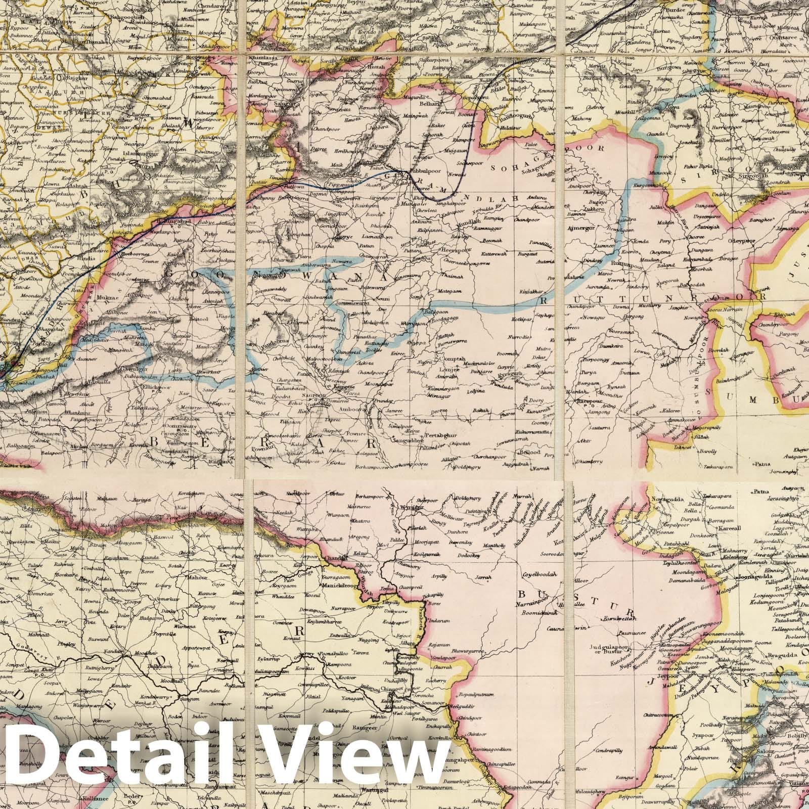 India - Railroad Map, 1859 - Historical Map Print