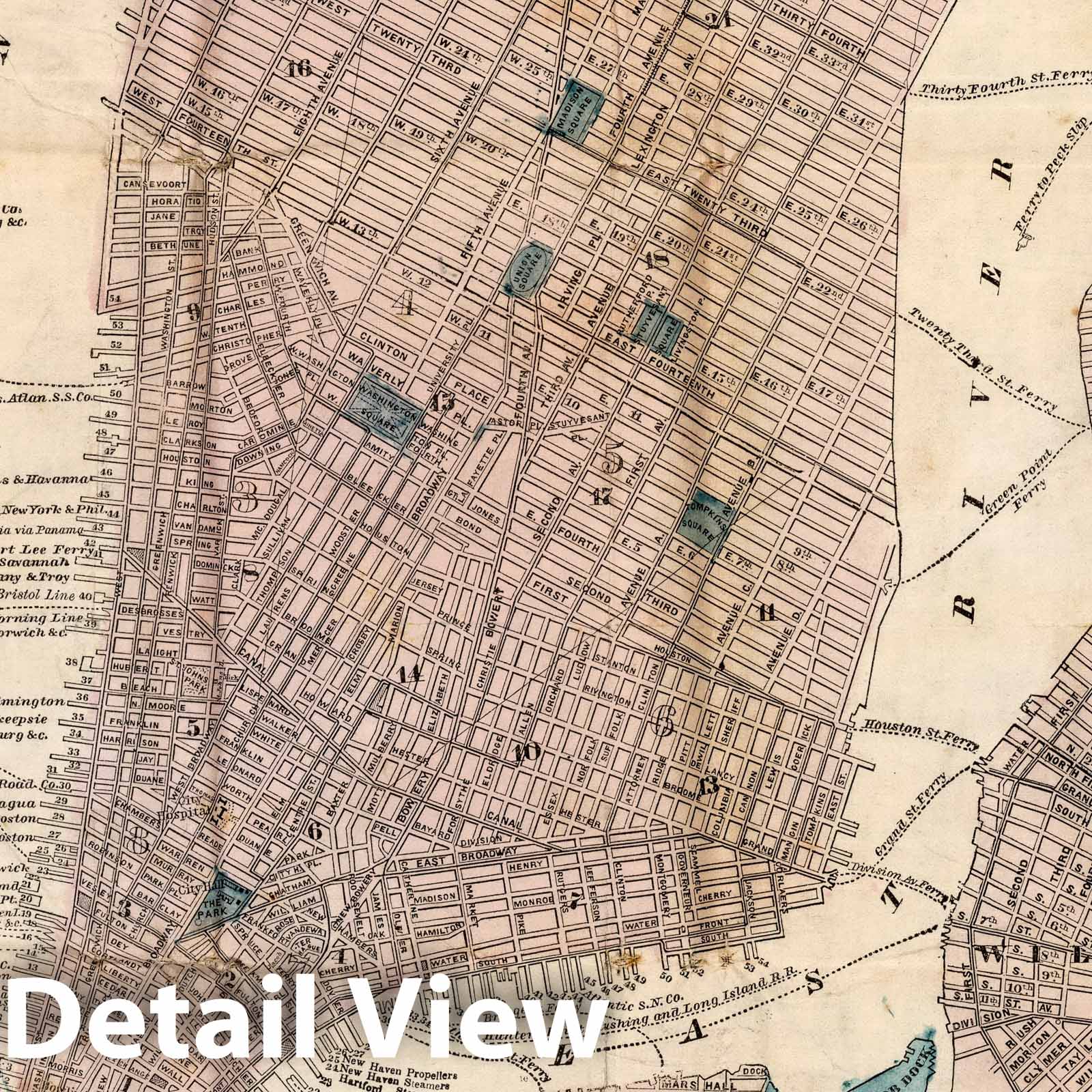 New York, Brooklyn, Jersey City and Hoboken - Route Map, 1867