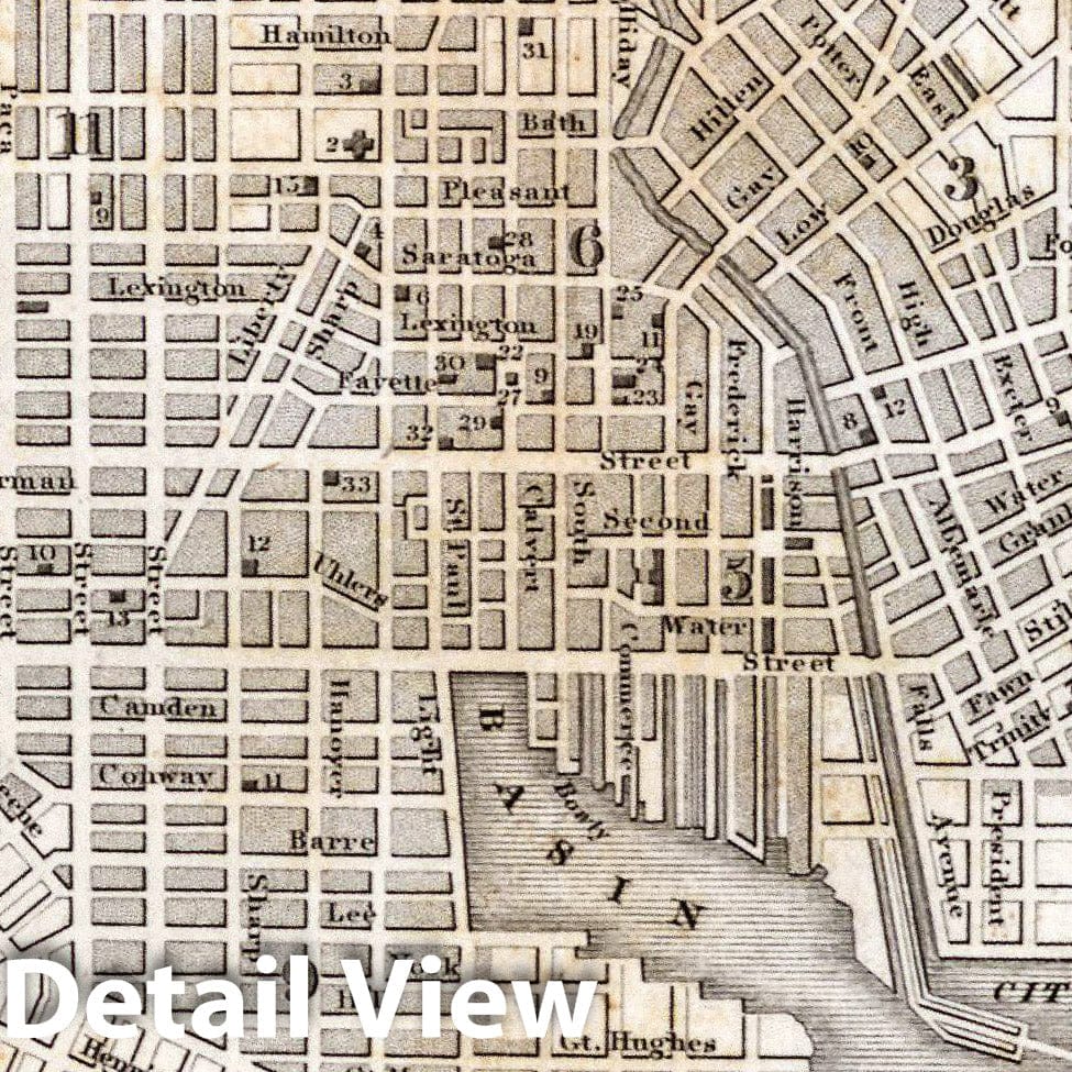 Baltimore, Maryland - Road Map, 1837 - Historical Map Print