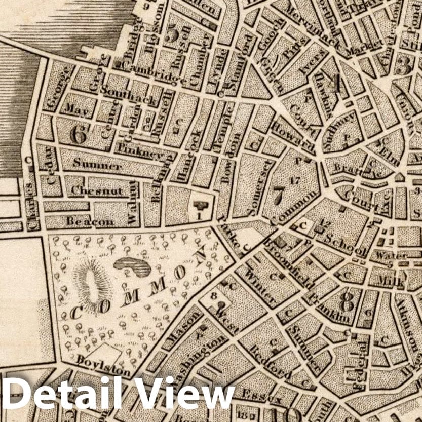 Boston - Road Map, 1844 - Historical Map Print