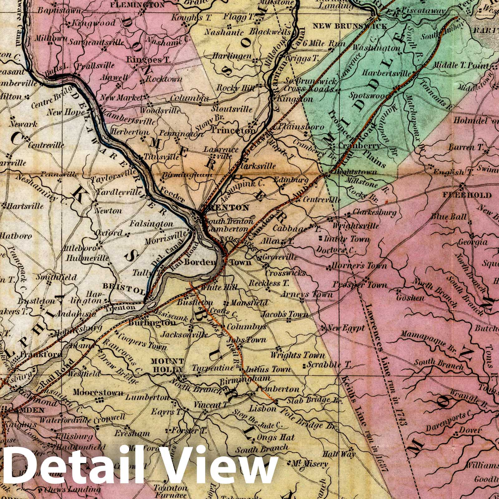 New Jersey 1845 Historical Map Print