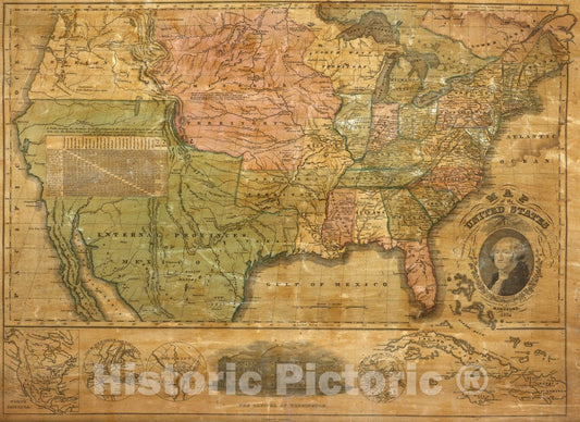 Historic Map : Wall Map, United States. 1831 - Vintage Wall Art
