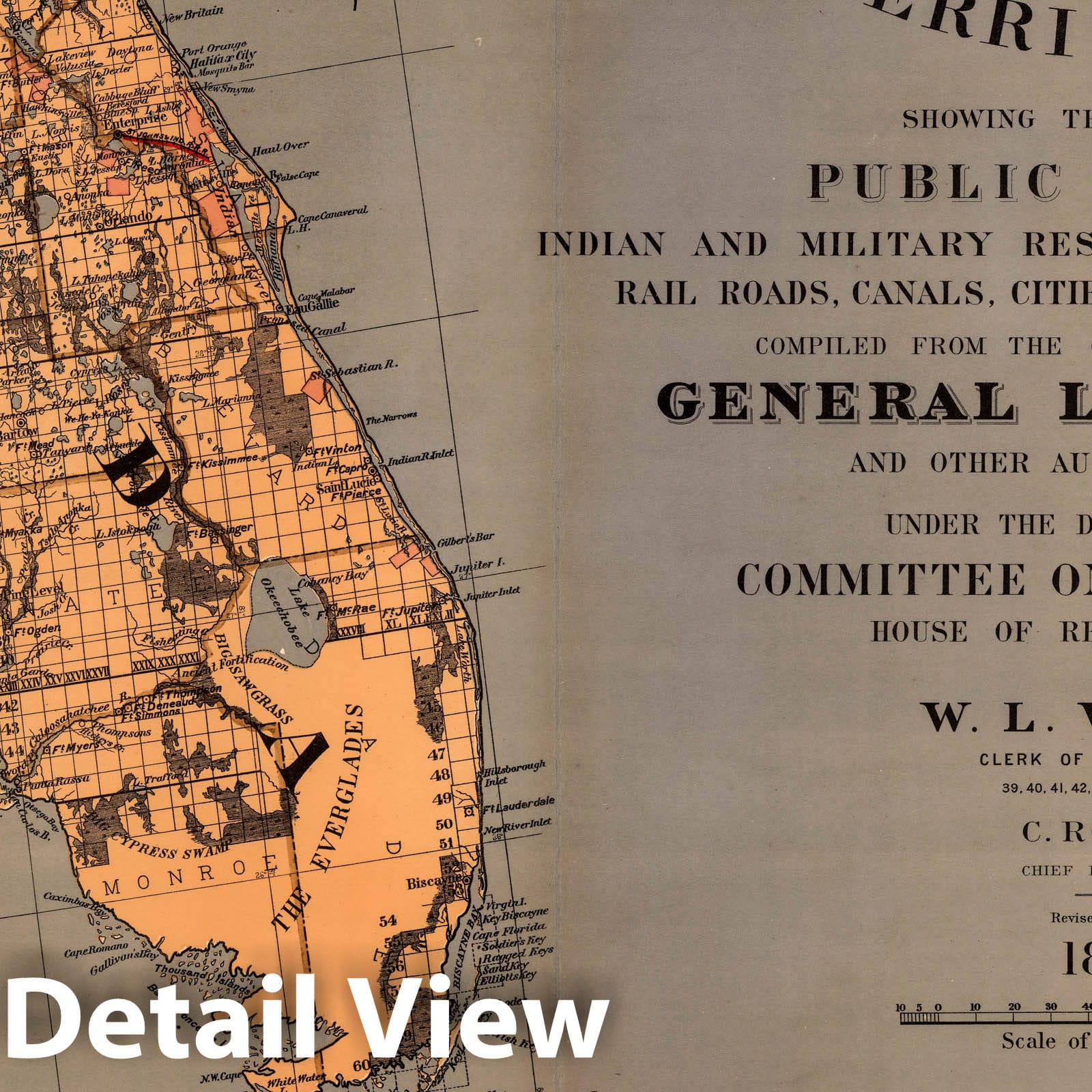 Florida, United States - Public Survey Map, 1878