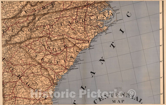 North Carolina, South Carolina, Georgia - U.S. Public Survey, 1878 Map Print
