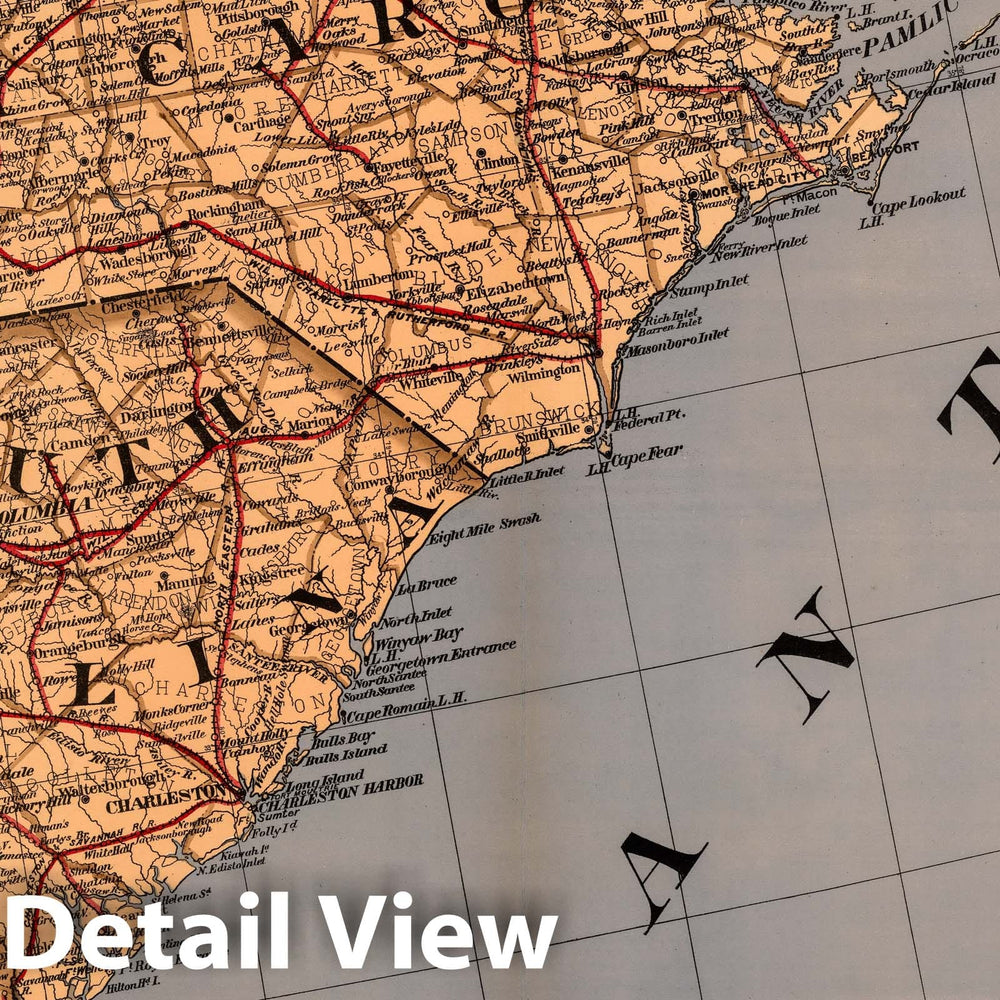 Historic Map : (Map 2 - North Carolina, South Carolina, Georgia), 1878 - Vintage Wall Art