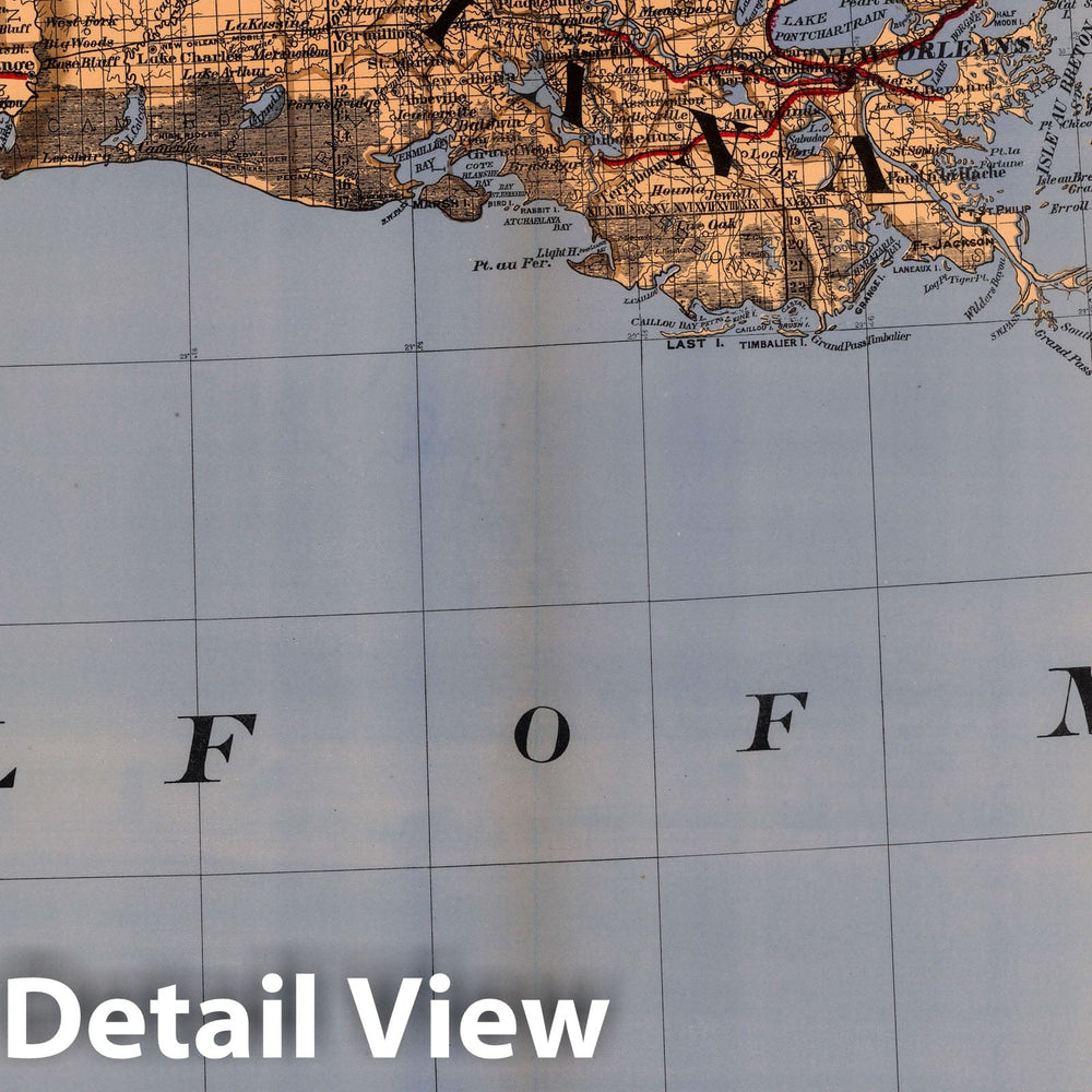 Historic Map : (Map 5 - Texas, Lousiana), 1878 - Vintage Wall Art
