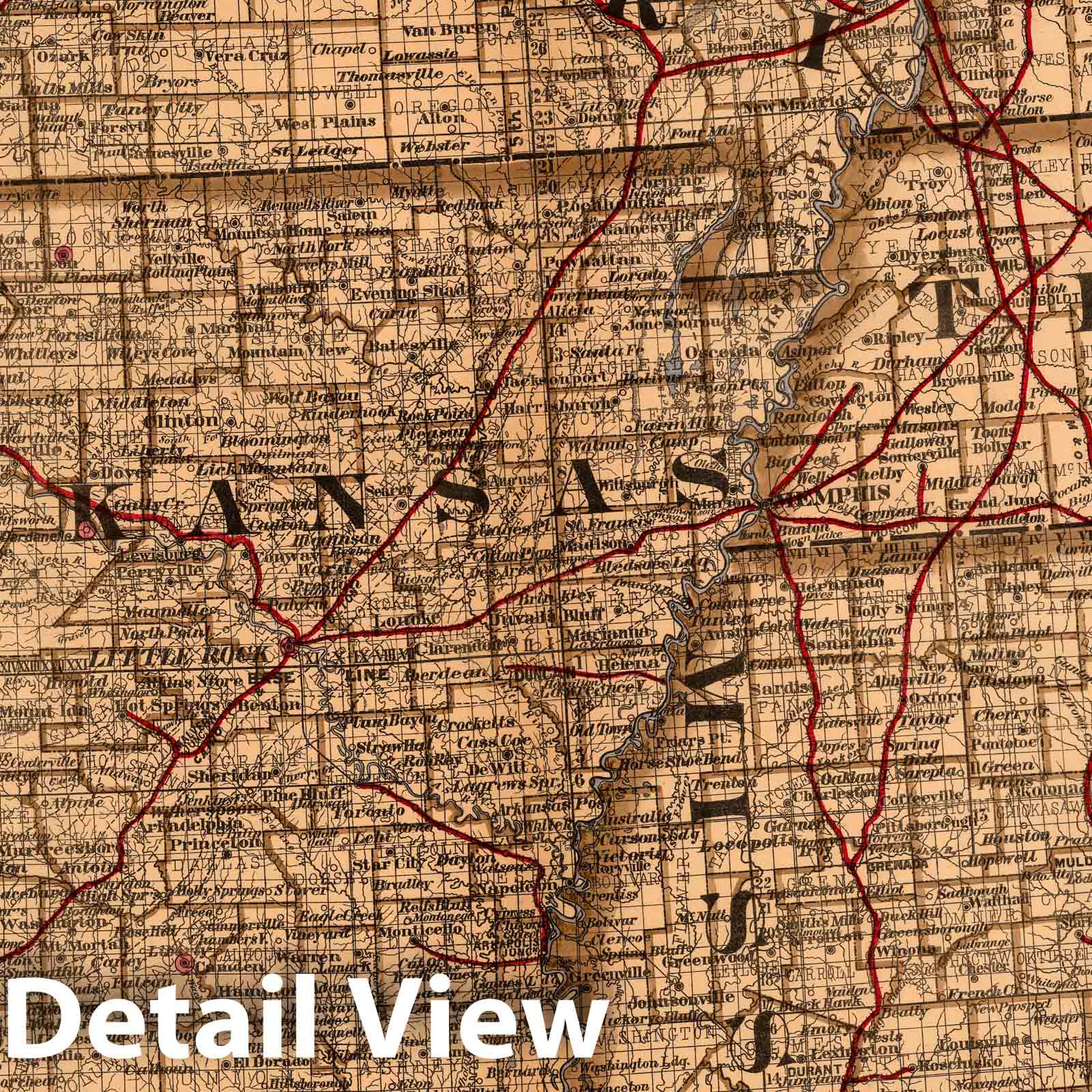 Indian Territory and Arkansas - Plate No. 6, 1878 - Historical Map Print