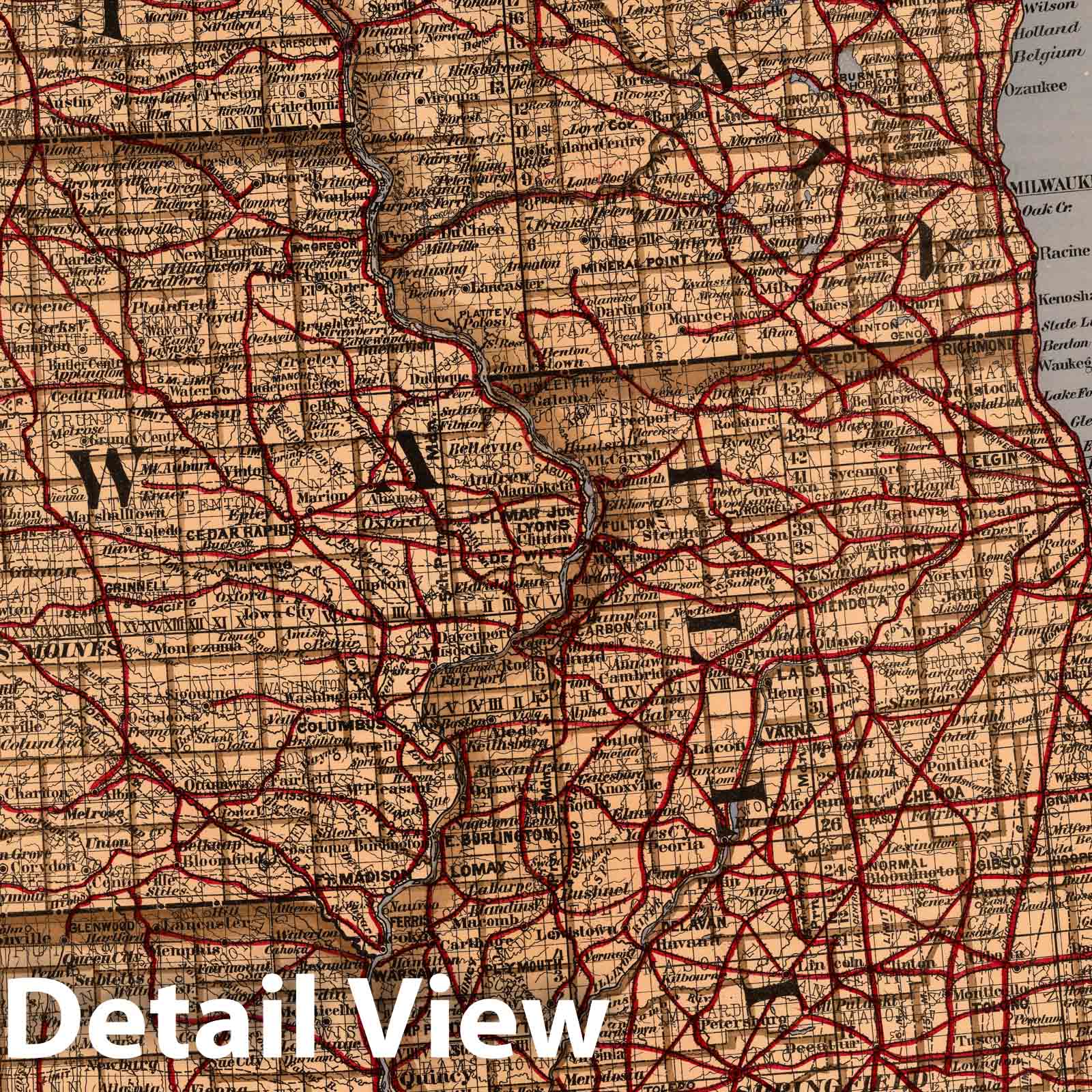 Iowa, Indiana, Illinois, Michigan, Wisconsin, Minnesota, Missouri - Survey Map, 1878