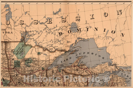 Minnesota, Wisconsin, and Michigan - Survey Map, 1878