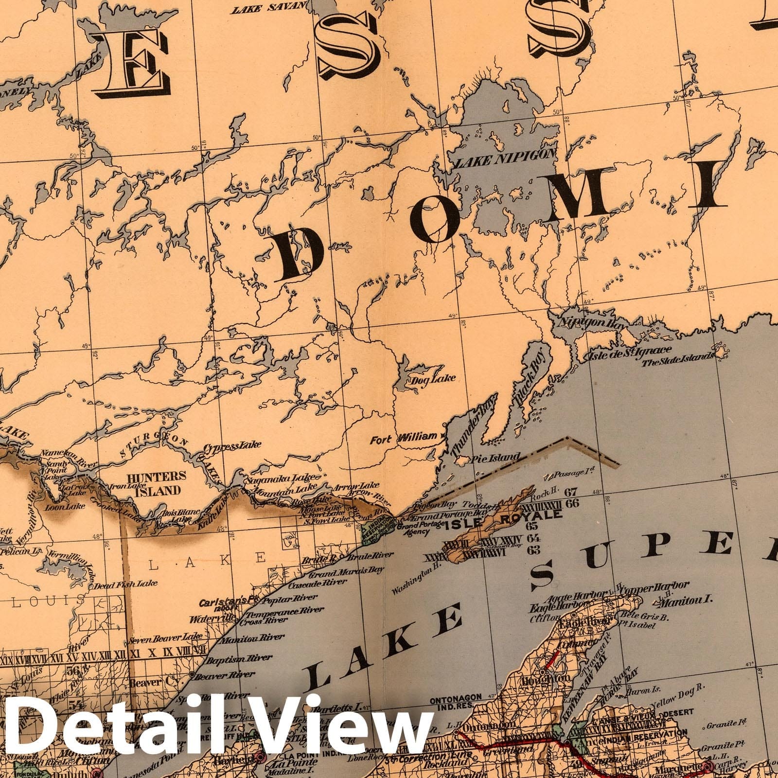 Minnesota, Wisconsin, and Michigan - Survey Map, 1878